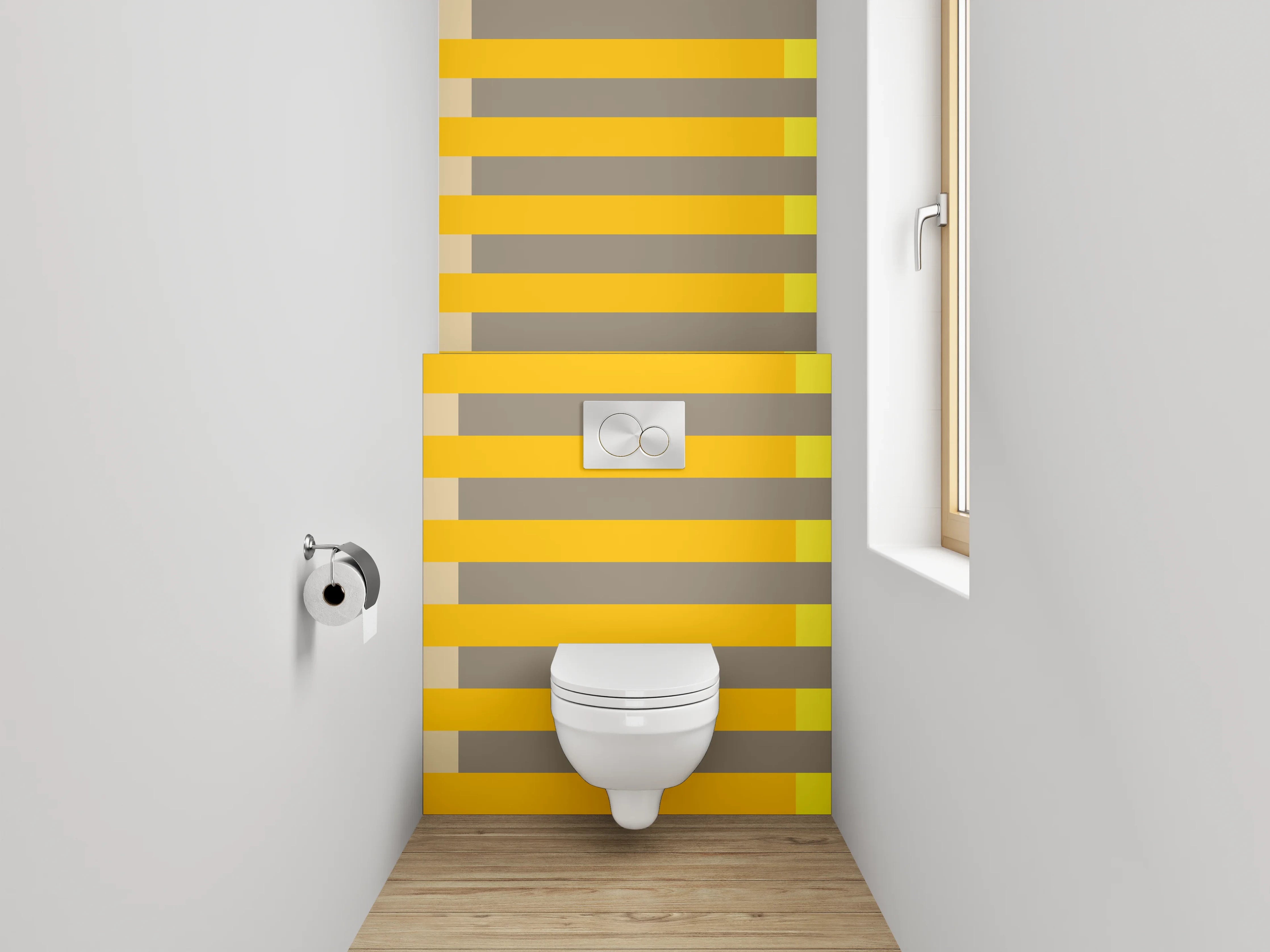WC-Rückwand - Modernes Streifenmuster in Gelb und Orange
