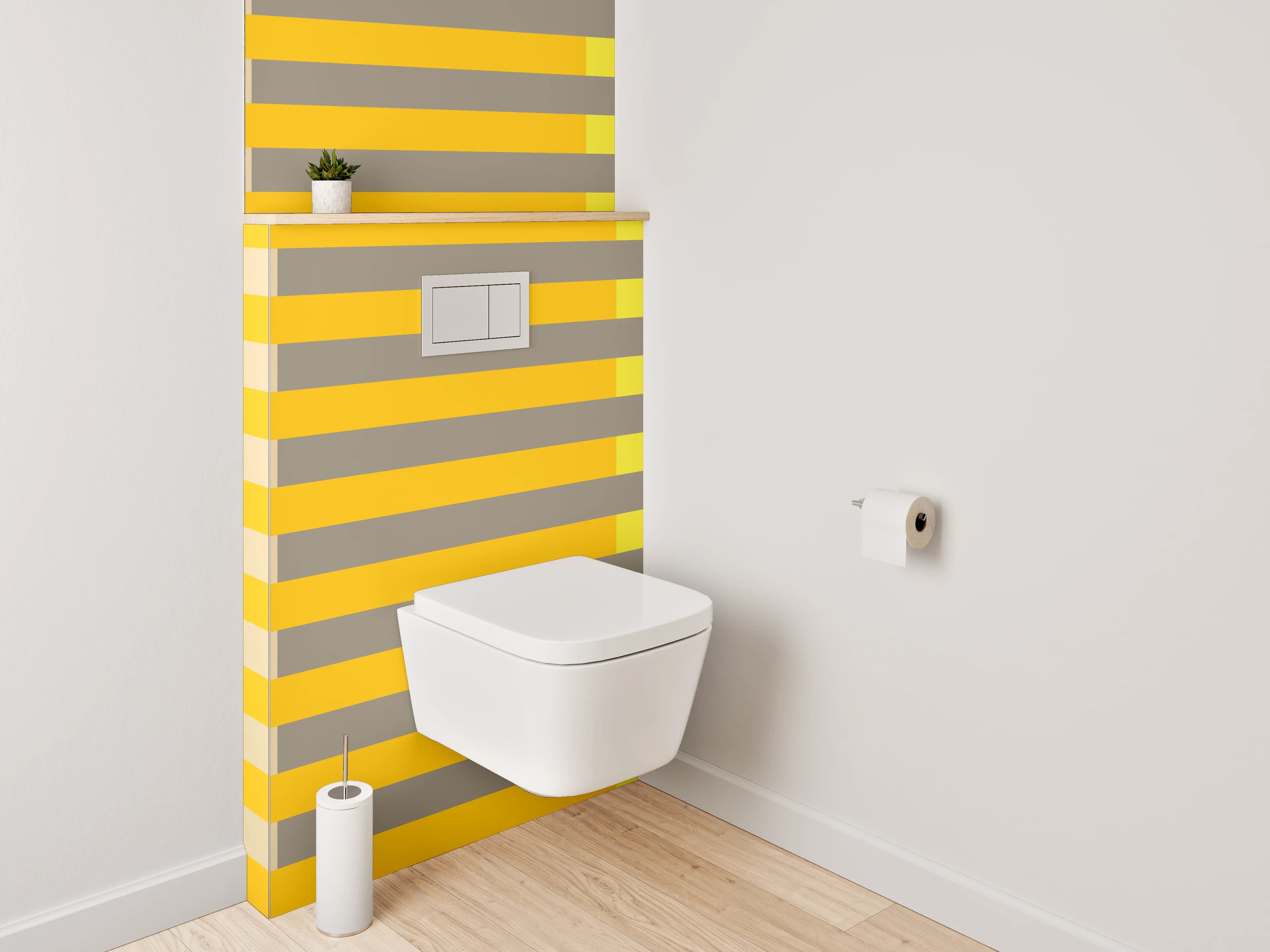 WC-Rückwand - Modernes Streifenmuster in Gelb und Orange
