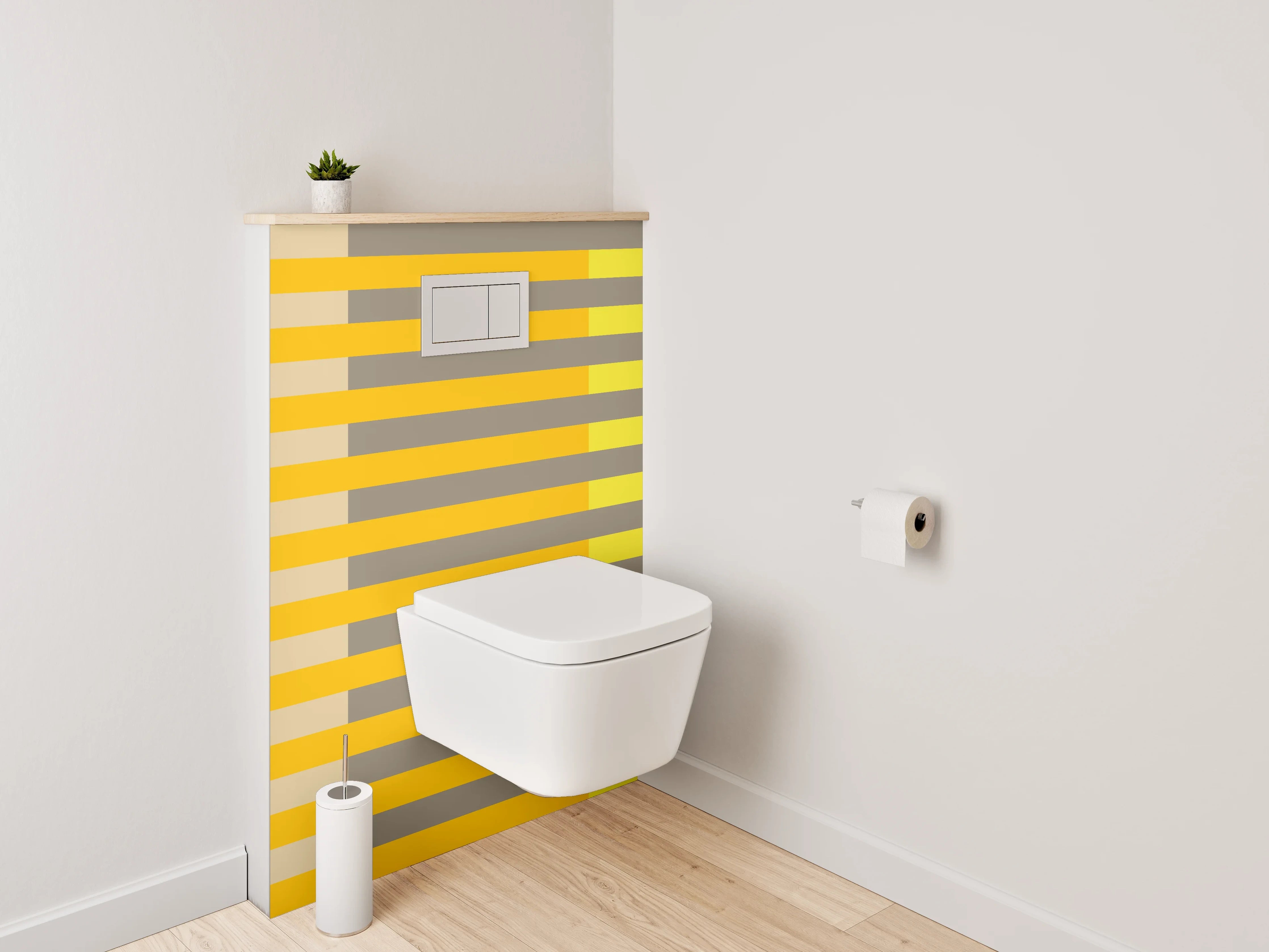 WC-Rückwand - Modernes Streifenmuster in Gelb und Orange