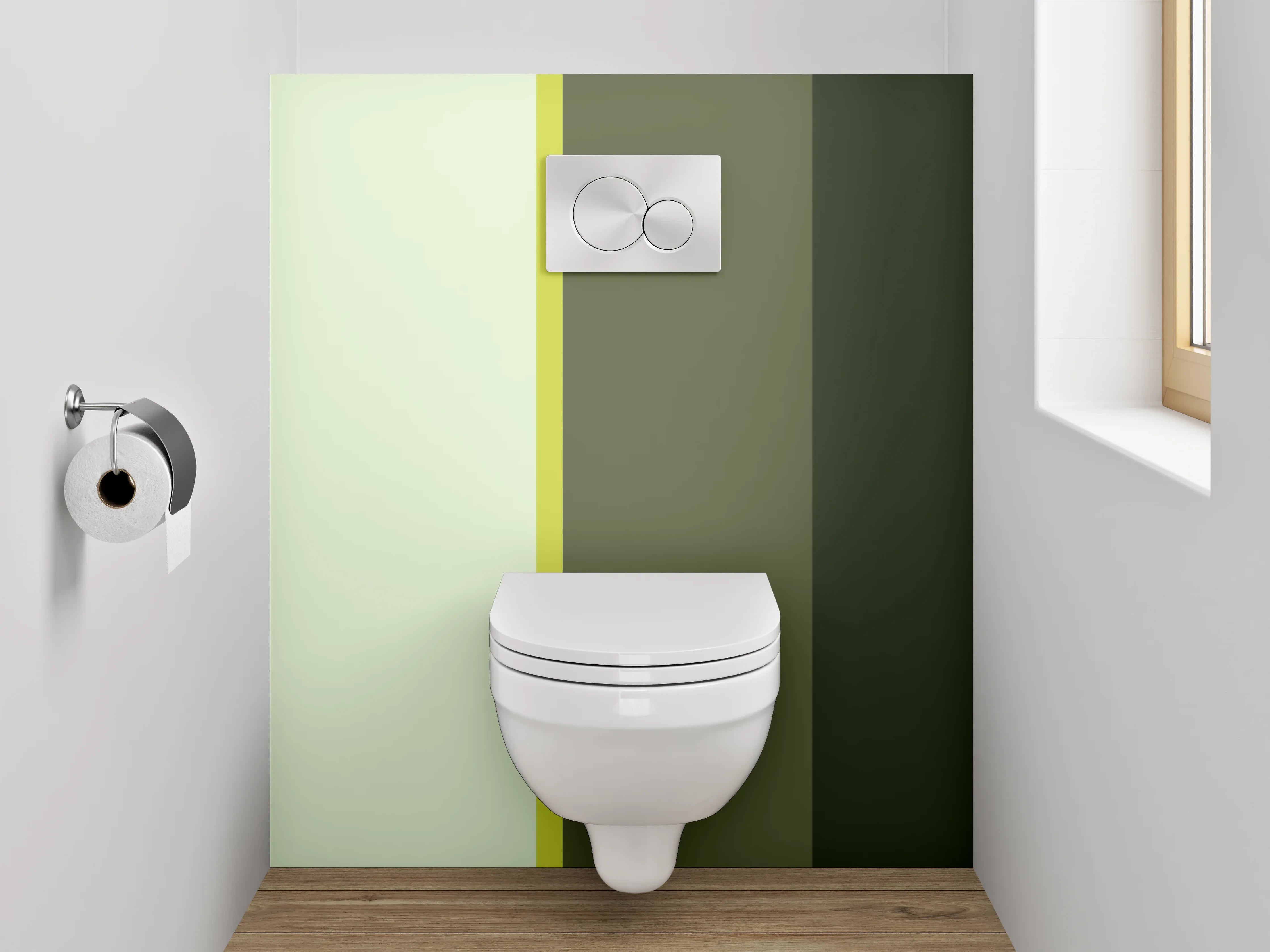 WC-Rückwand - Modernes Streifenmuster in Grüntönen