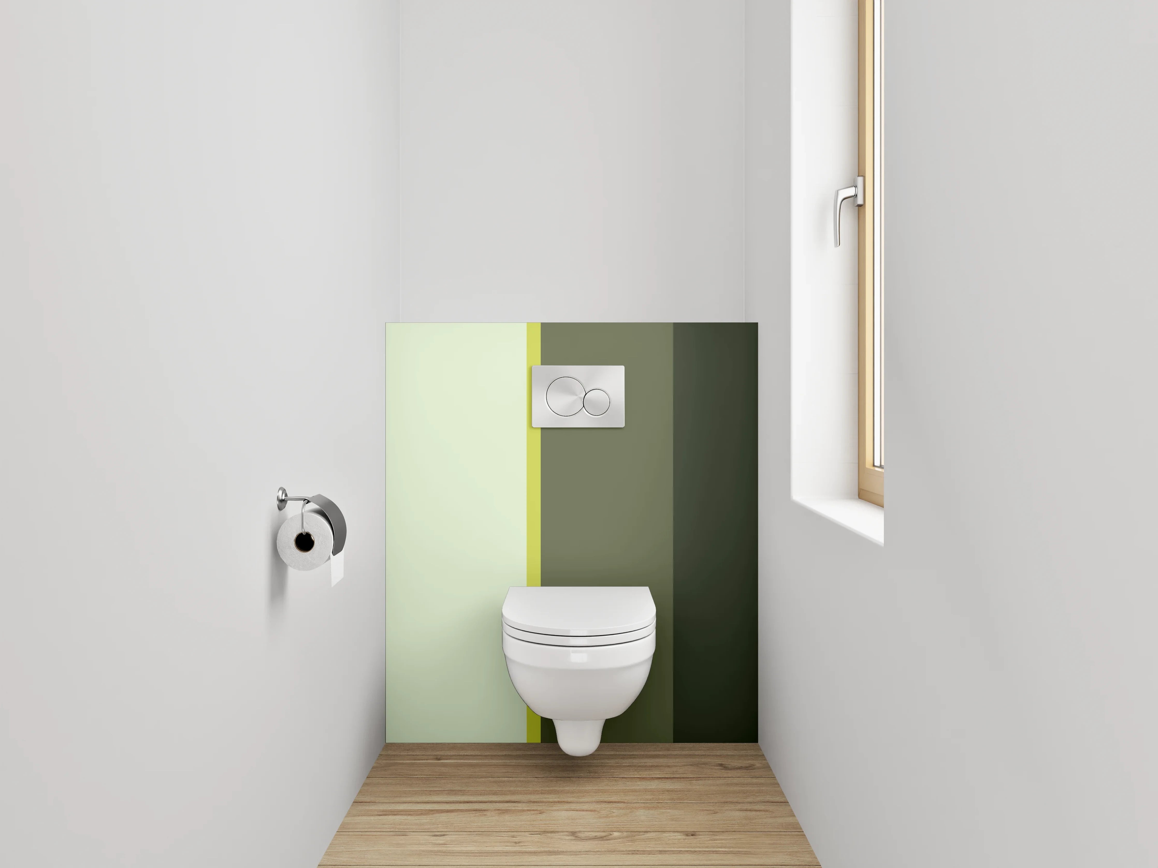 WC-Rückwand - Modernes Streifenmuster in Grüntönen