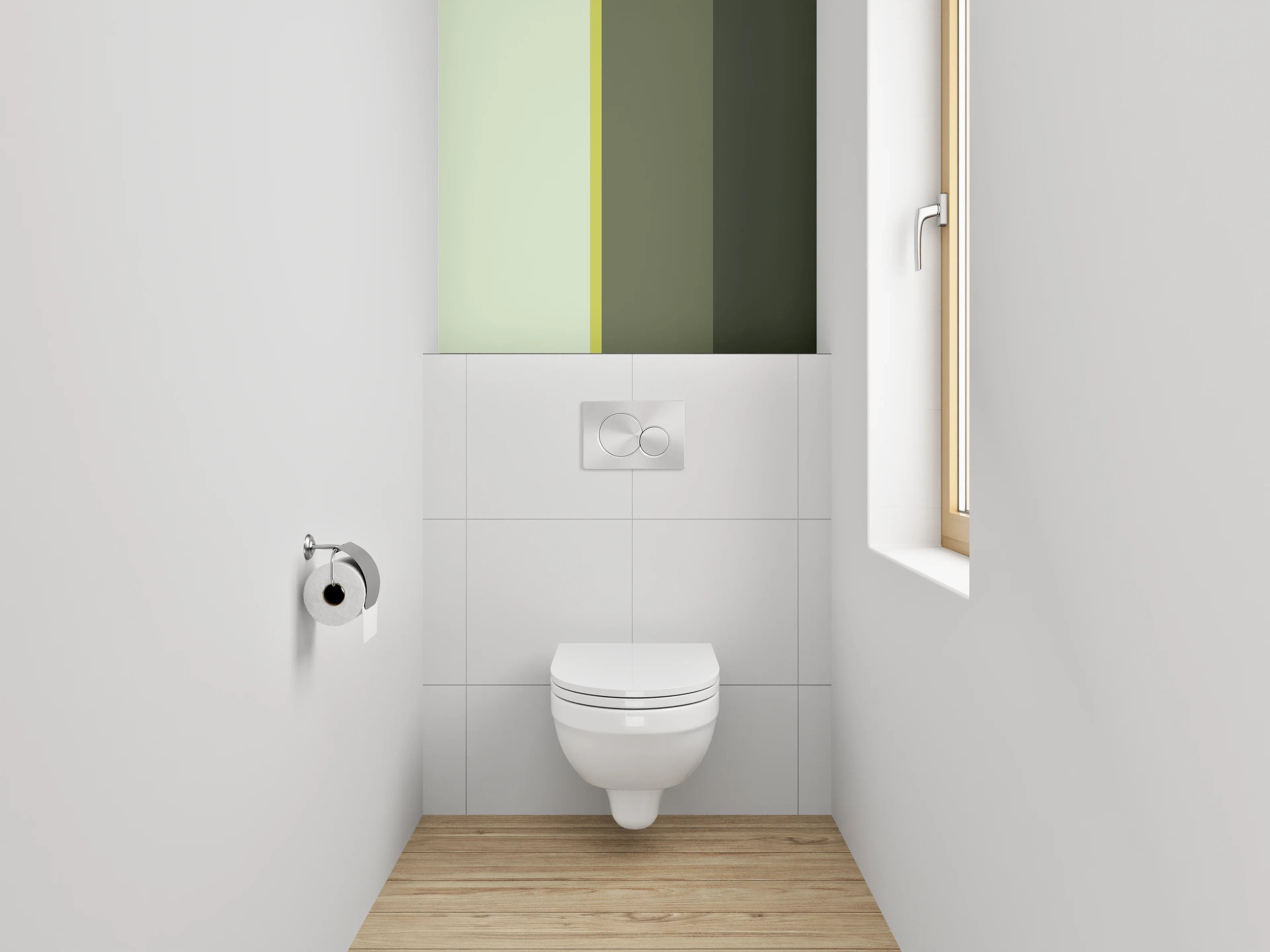 WC-Rückwand - Modernes Streifenmuster in Grüntönen