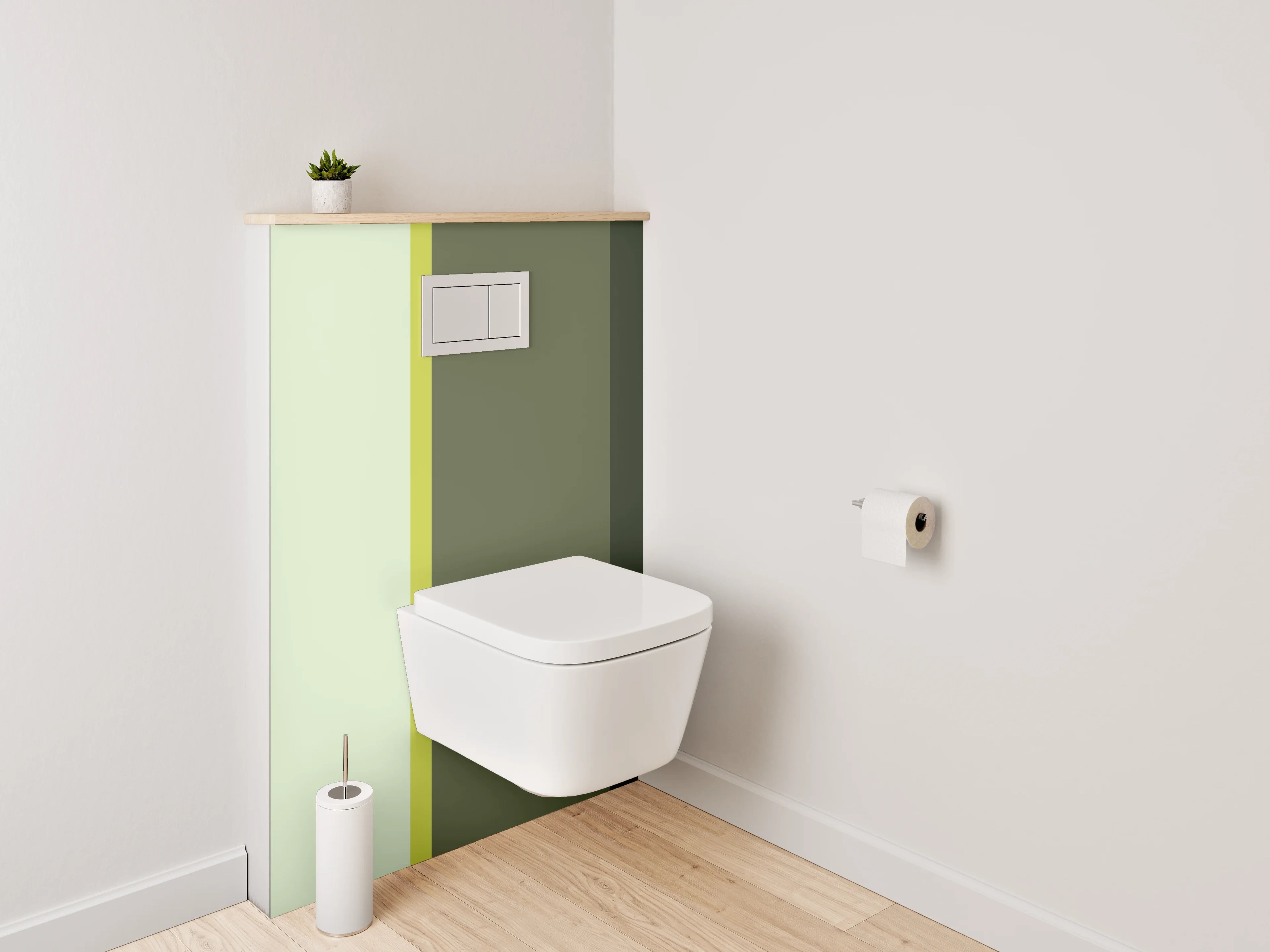 WC-Rückwand - Modernes Streifenmuster in Grüntönen