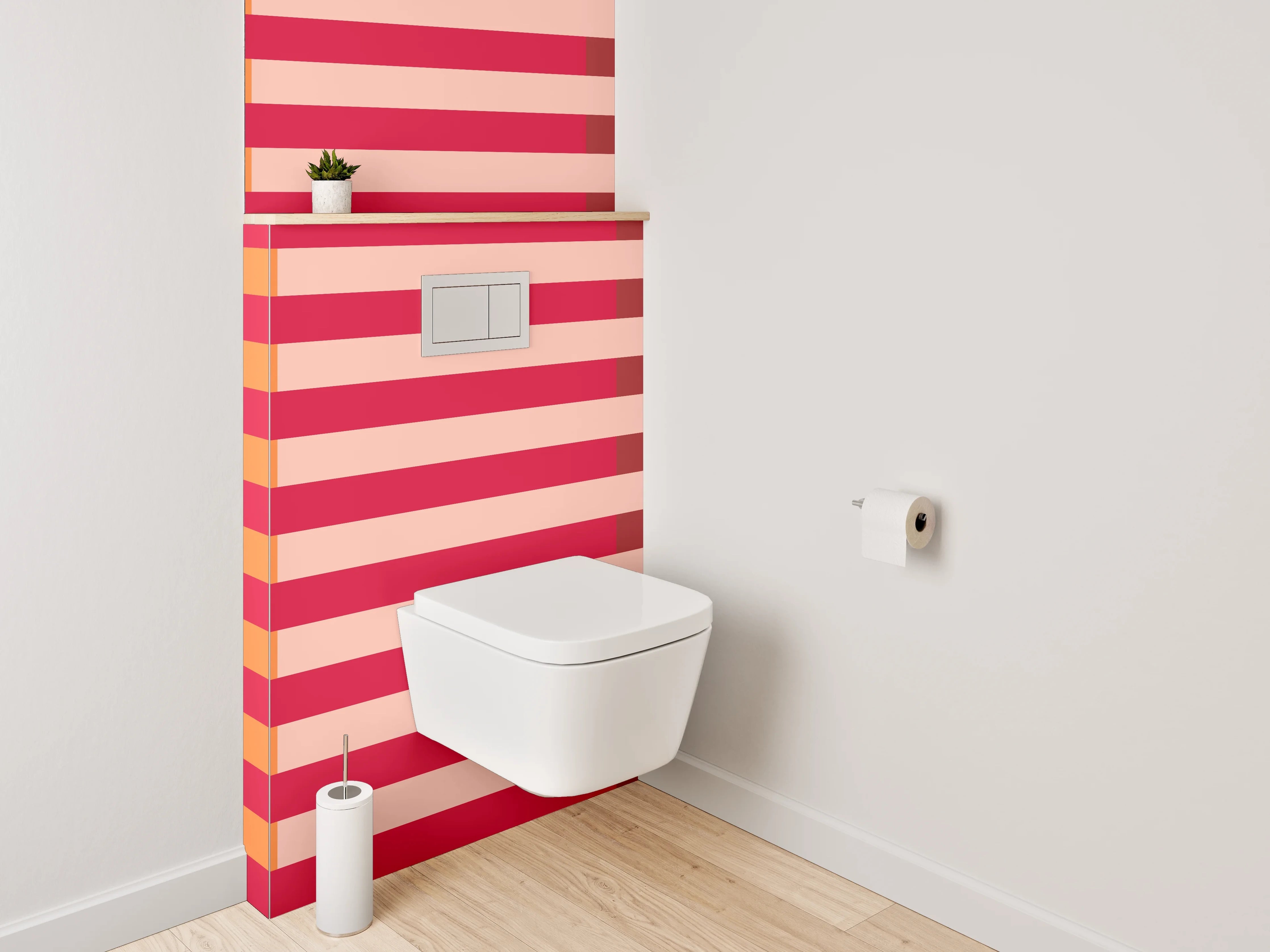 WC-Rückwand - Modernes Streifenmuster in Orange und Rot