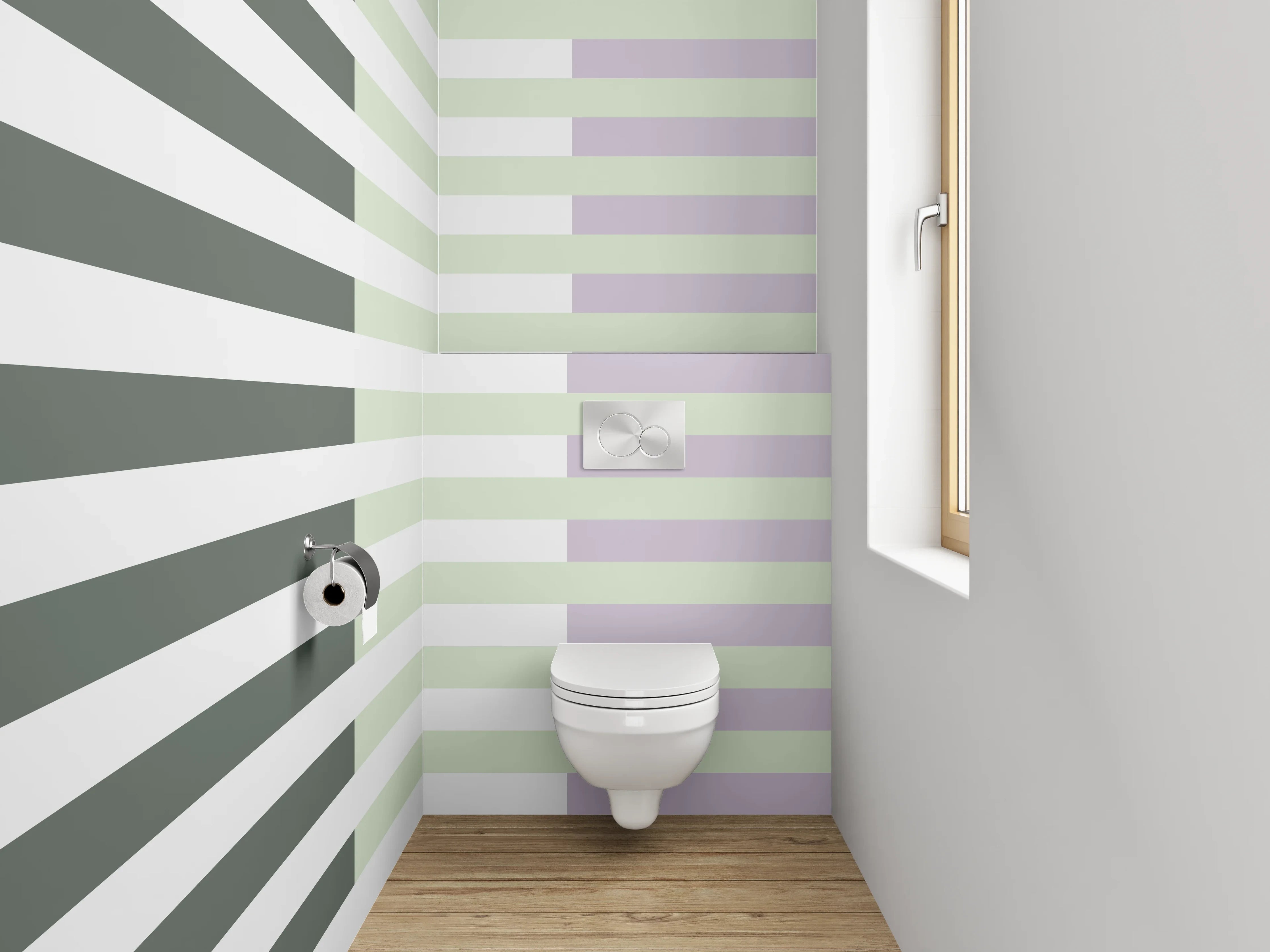 WC-Rückwand - Modernes Streifenmuster in Weiß und Grau