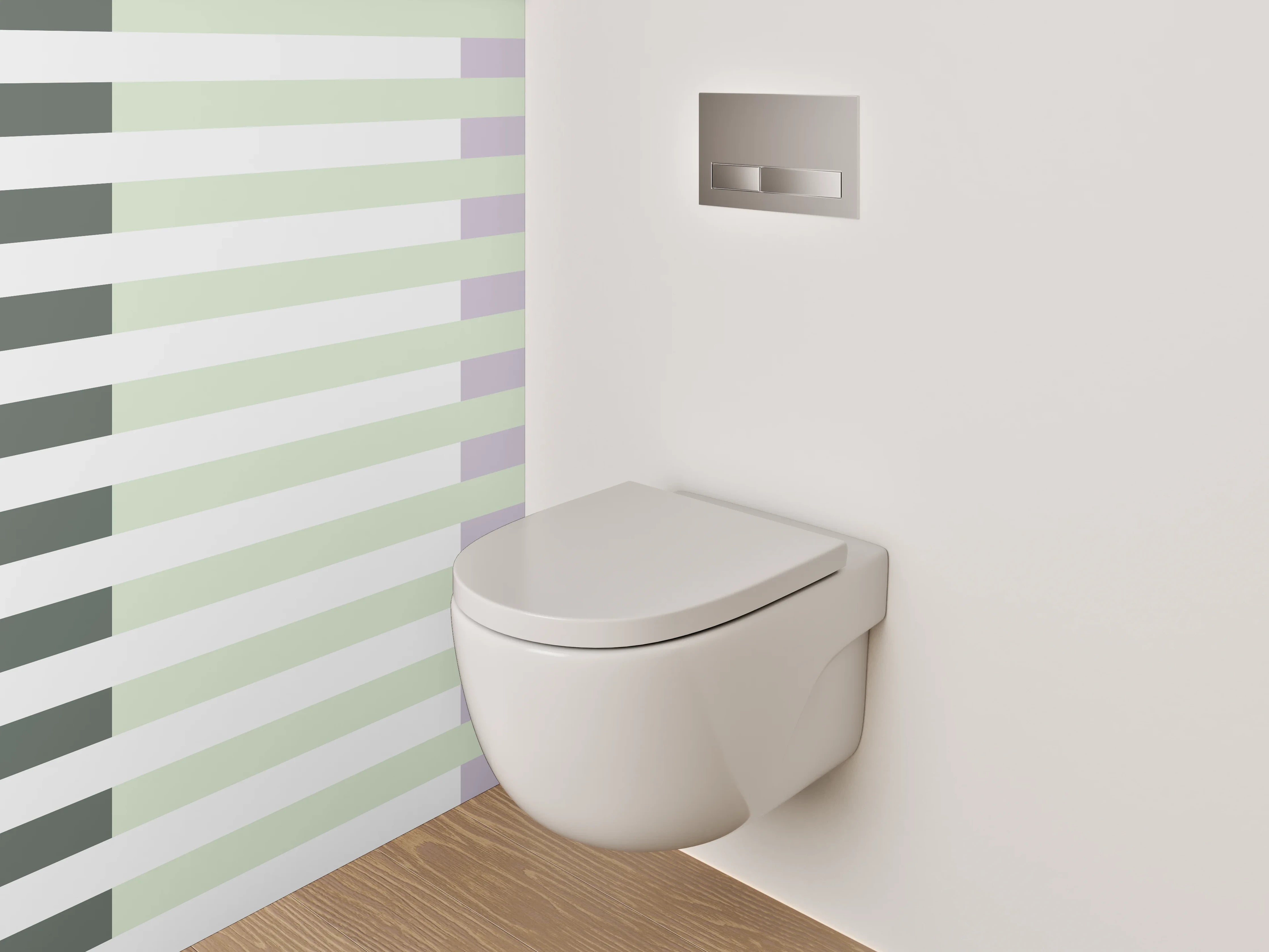WC-Rückwand - Modernes Streifenmuster in Weiß und Grau
