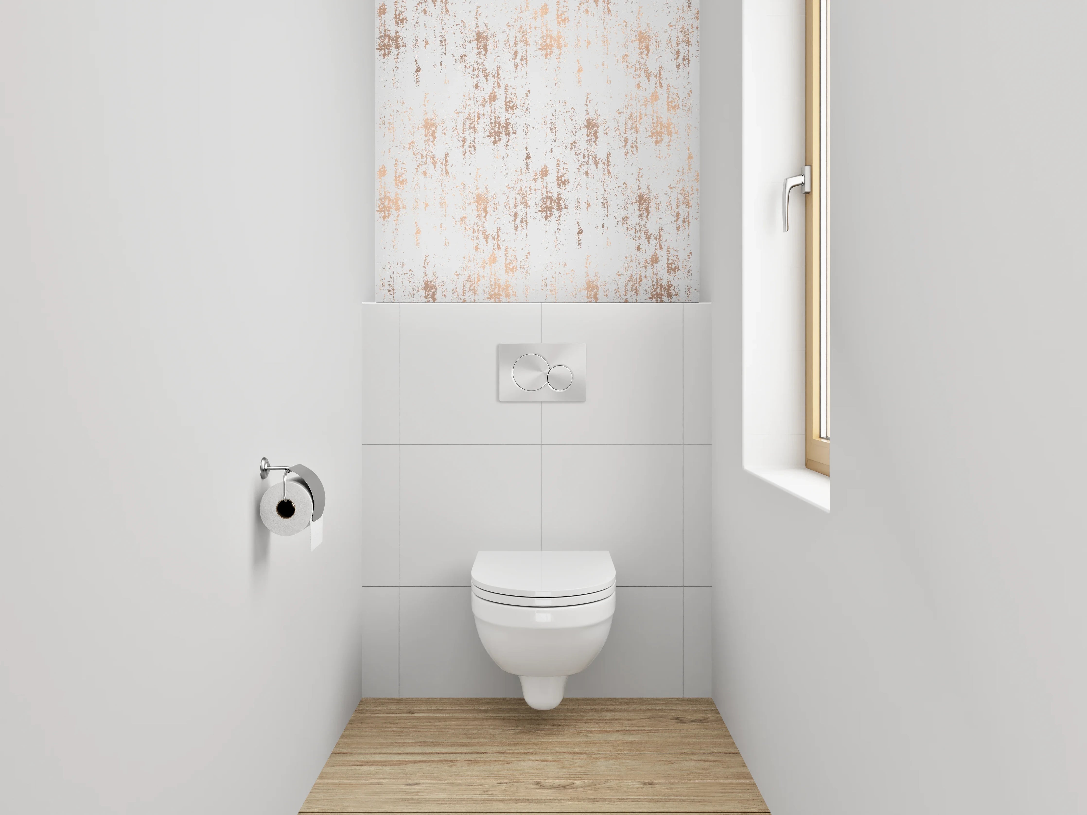 WC-Rückwand - Modernes Vintage Muster Weiß Braun
