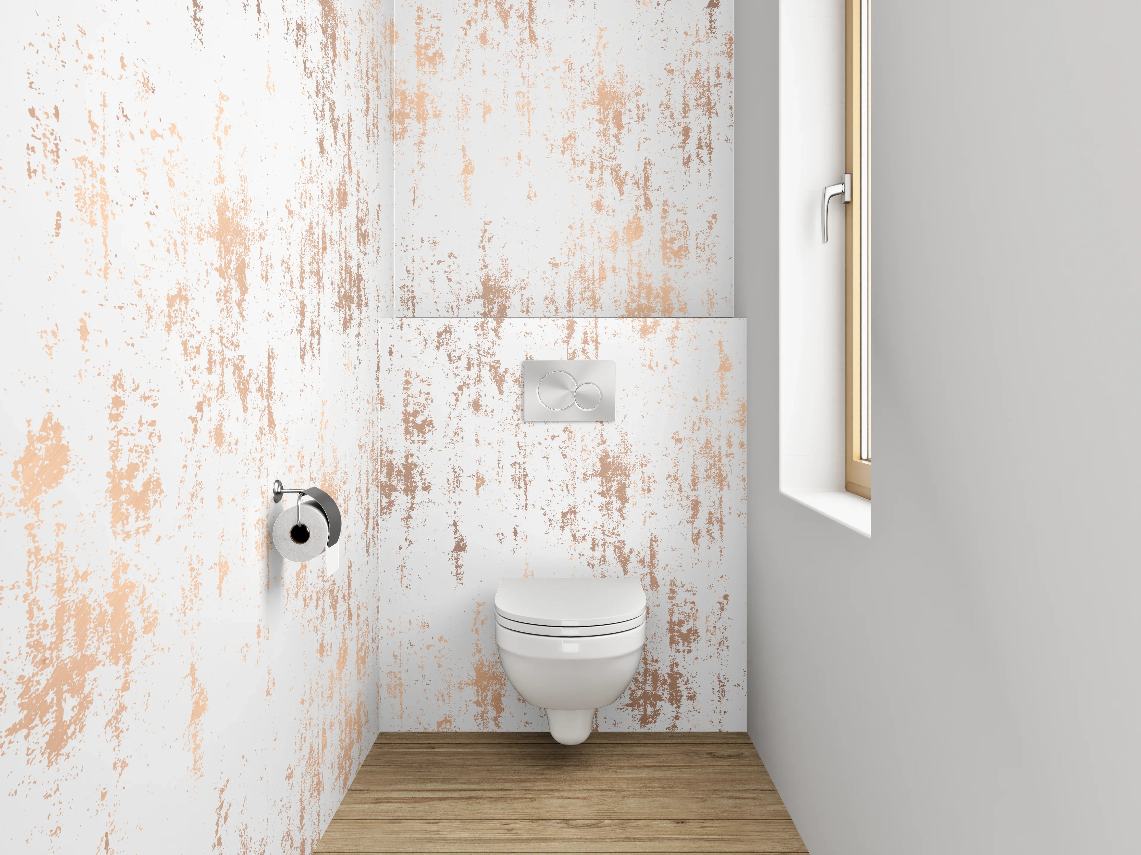 WC-Rückwand - Modernes Vintage Muster Weiß Braun