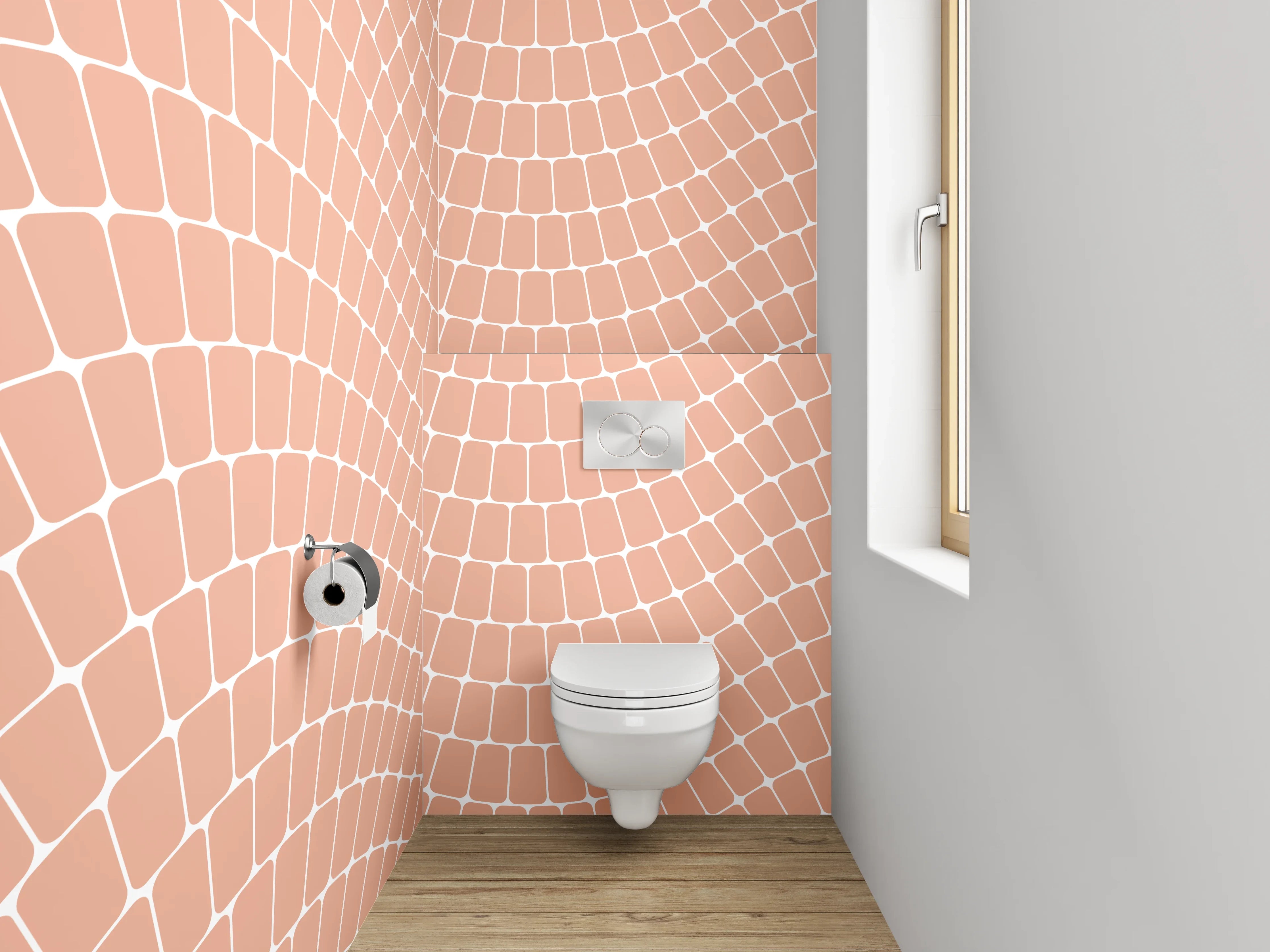 WC-Rückwand - Modernes Wellenmuster Fliesenrosa