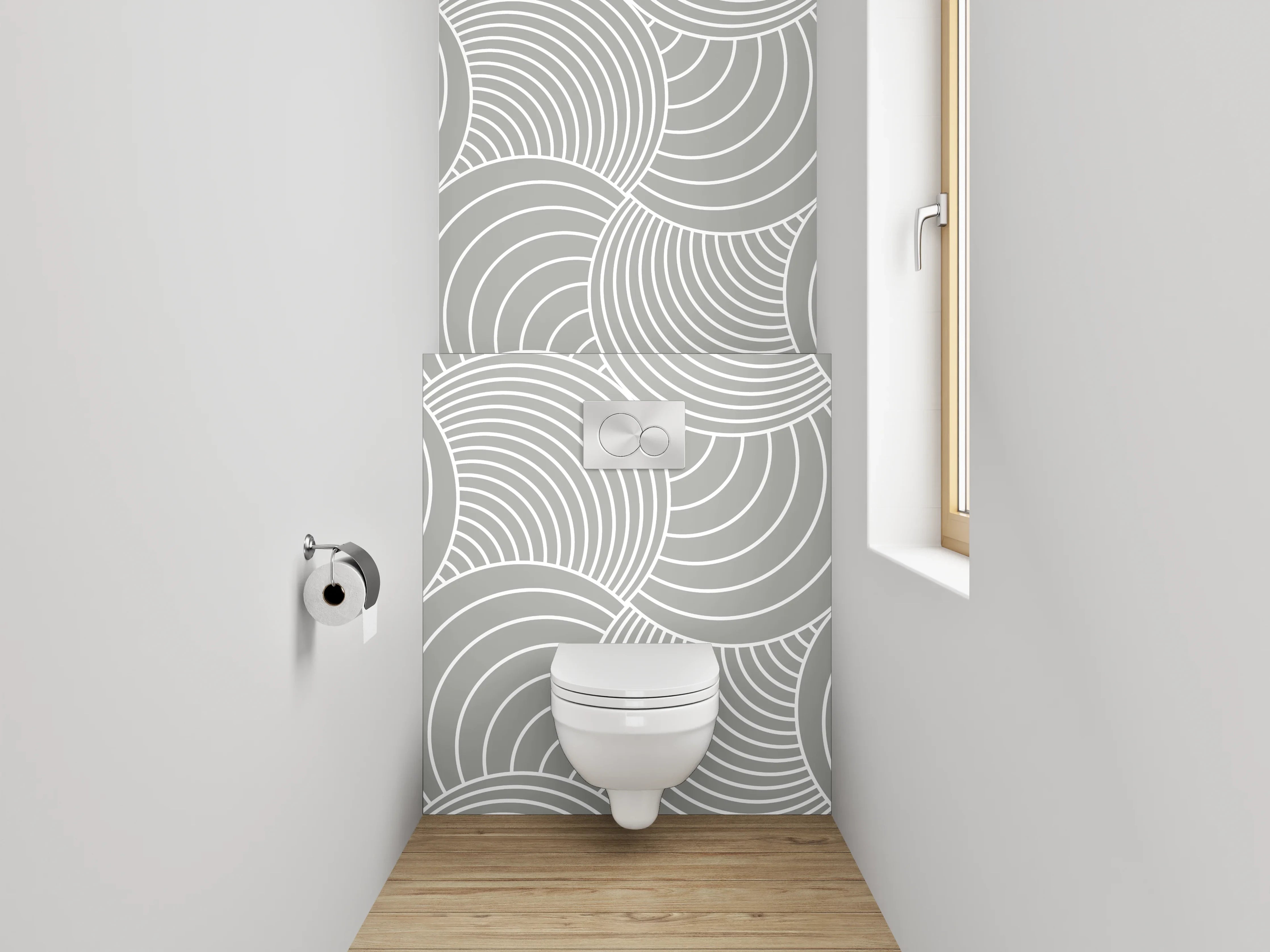 WC-Rückwand - Modernes Wellenmuster Weiß-Grau