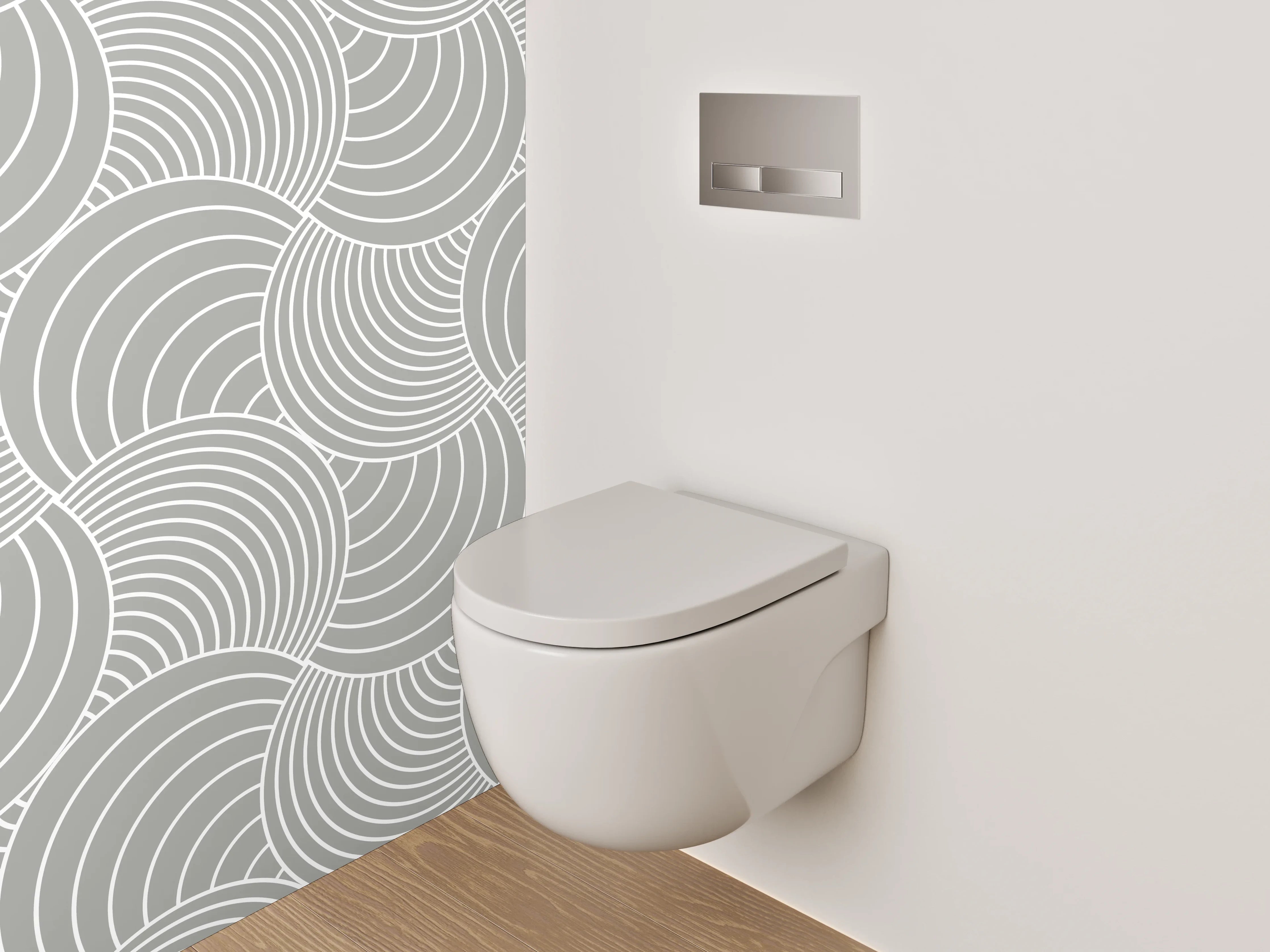 WC-Rückwand - Modernes Wellenmuster Weiß-Grau