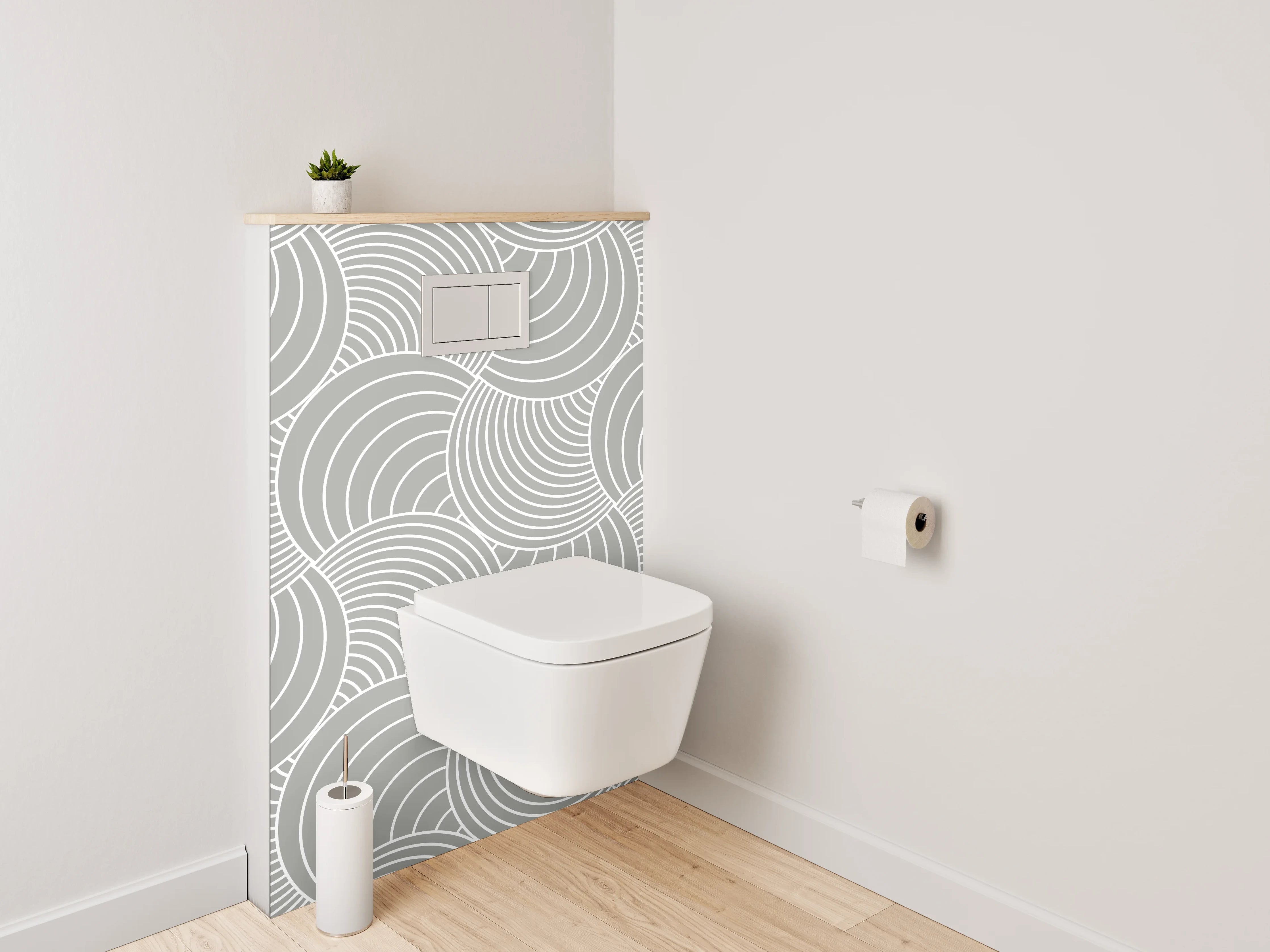 WC-Rückwand - Modernes Wellenmuster Weiß-Grau