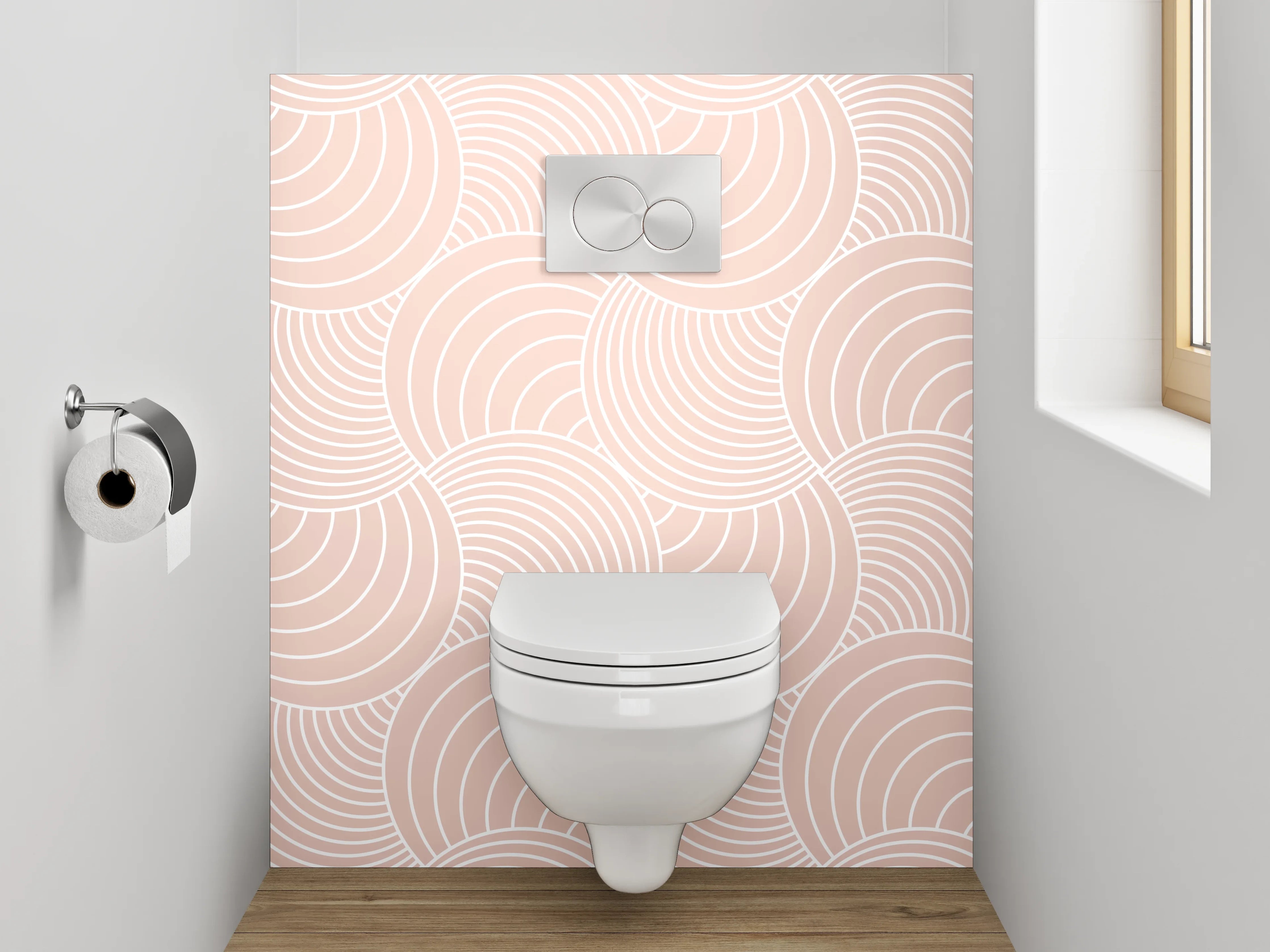 WC-Rückwand - Modernes Wellenmuster in Beige Tönen