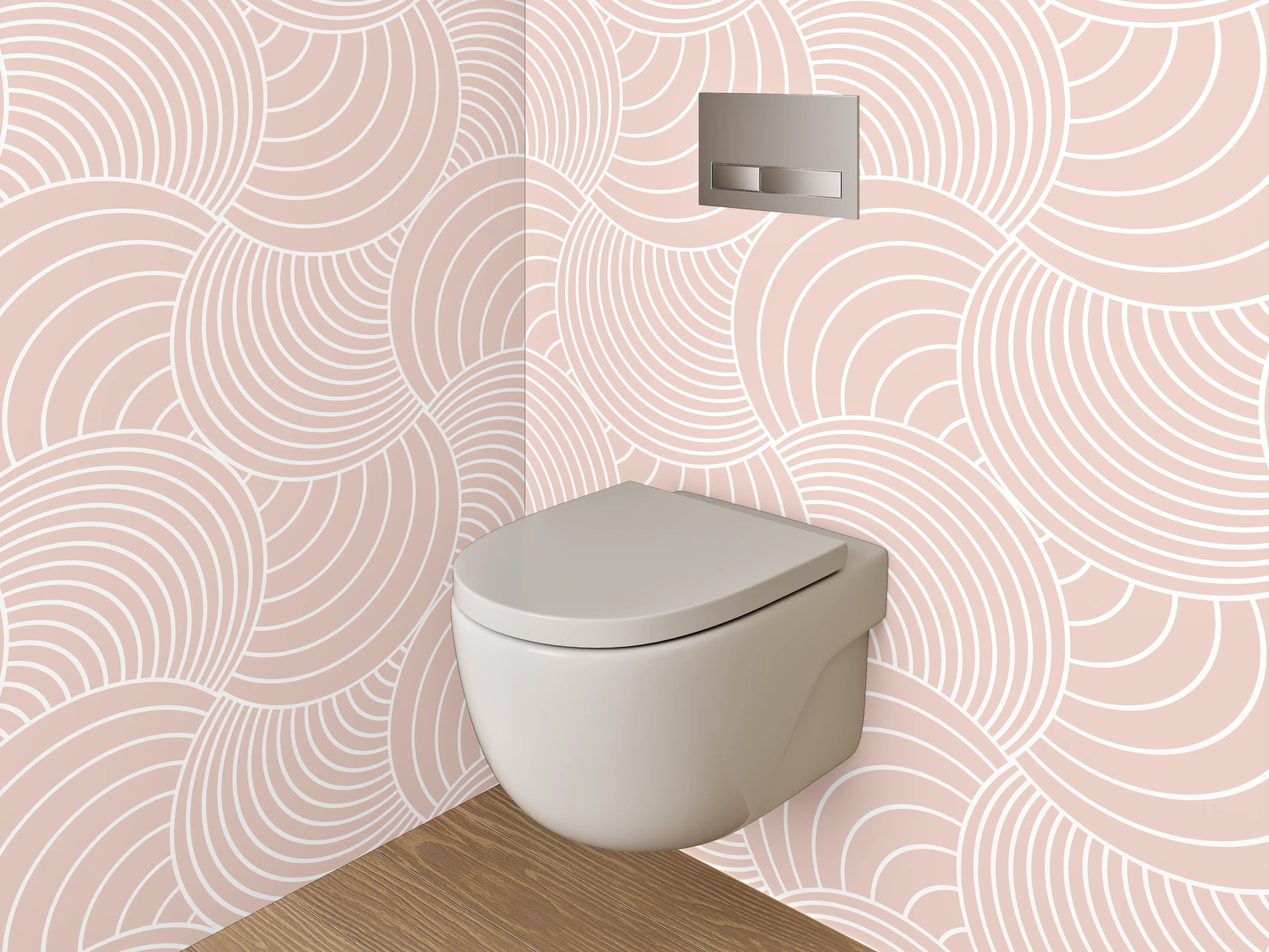 WC-Rückwand - Modernes Wellenmuster in Beige Tönen