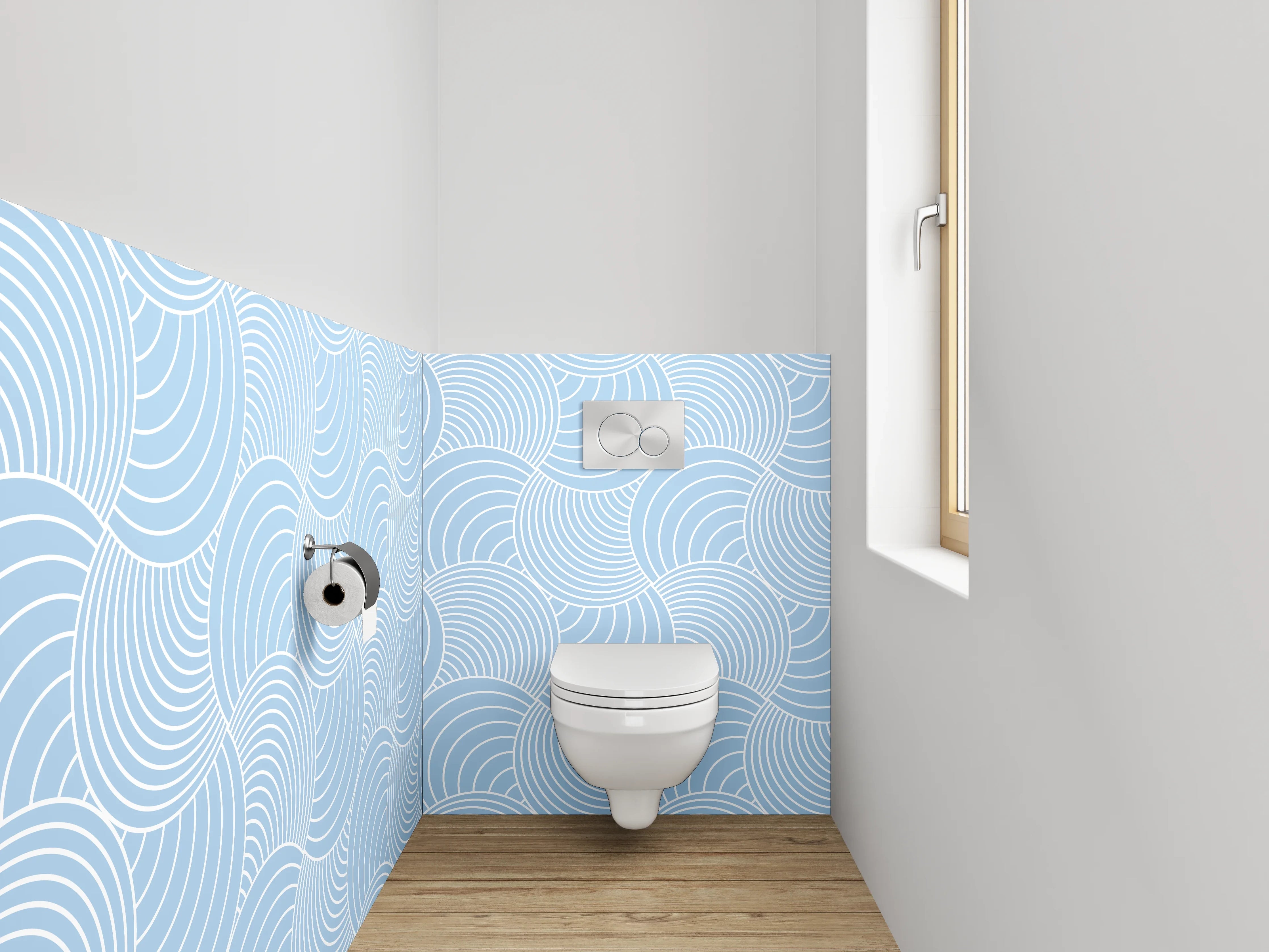 WC-Rückwand - Modernes Wellenmuster in Blau