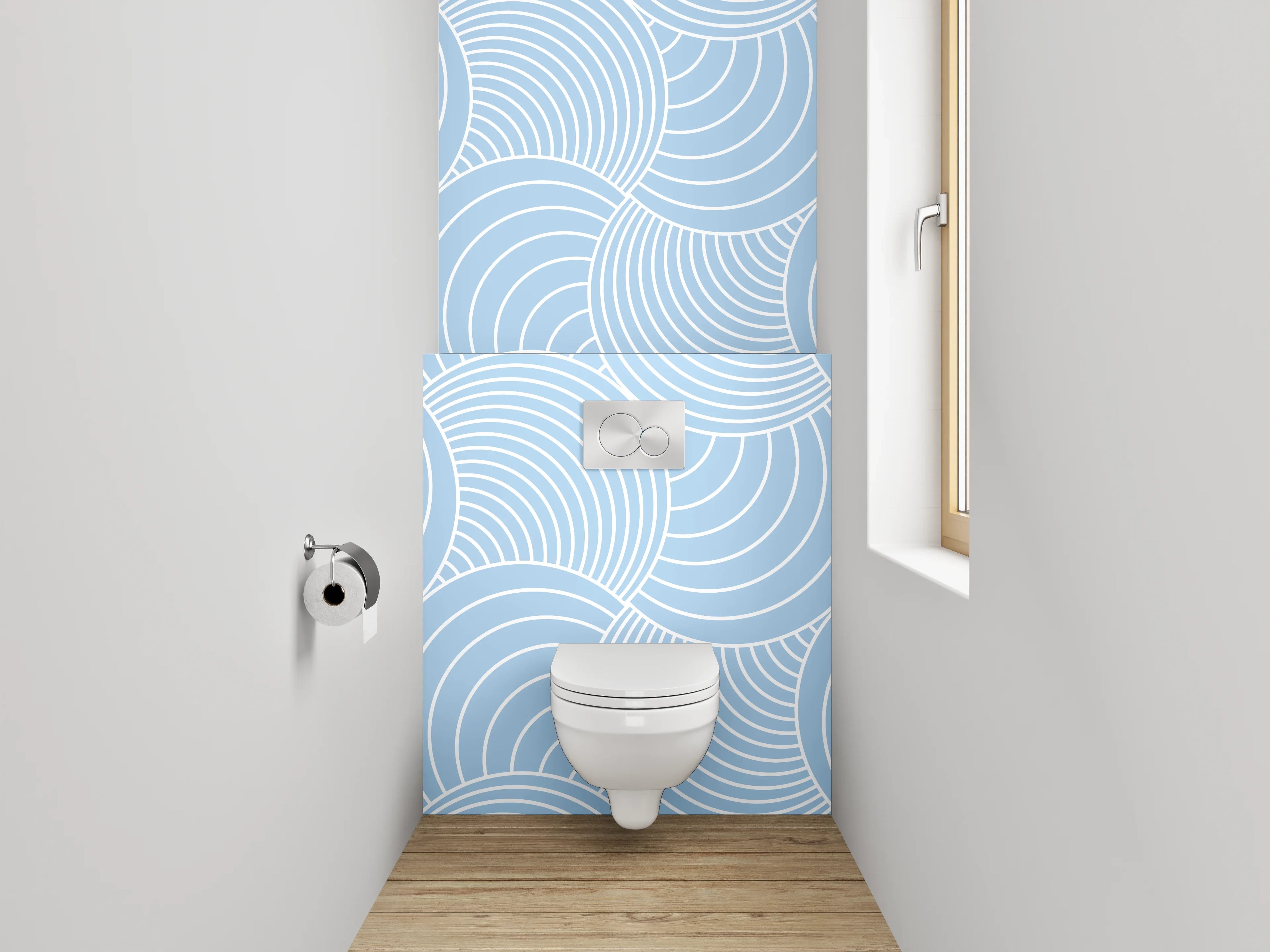 WC-Rückwand - Modernes Wellenmuster in Blau