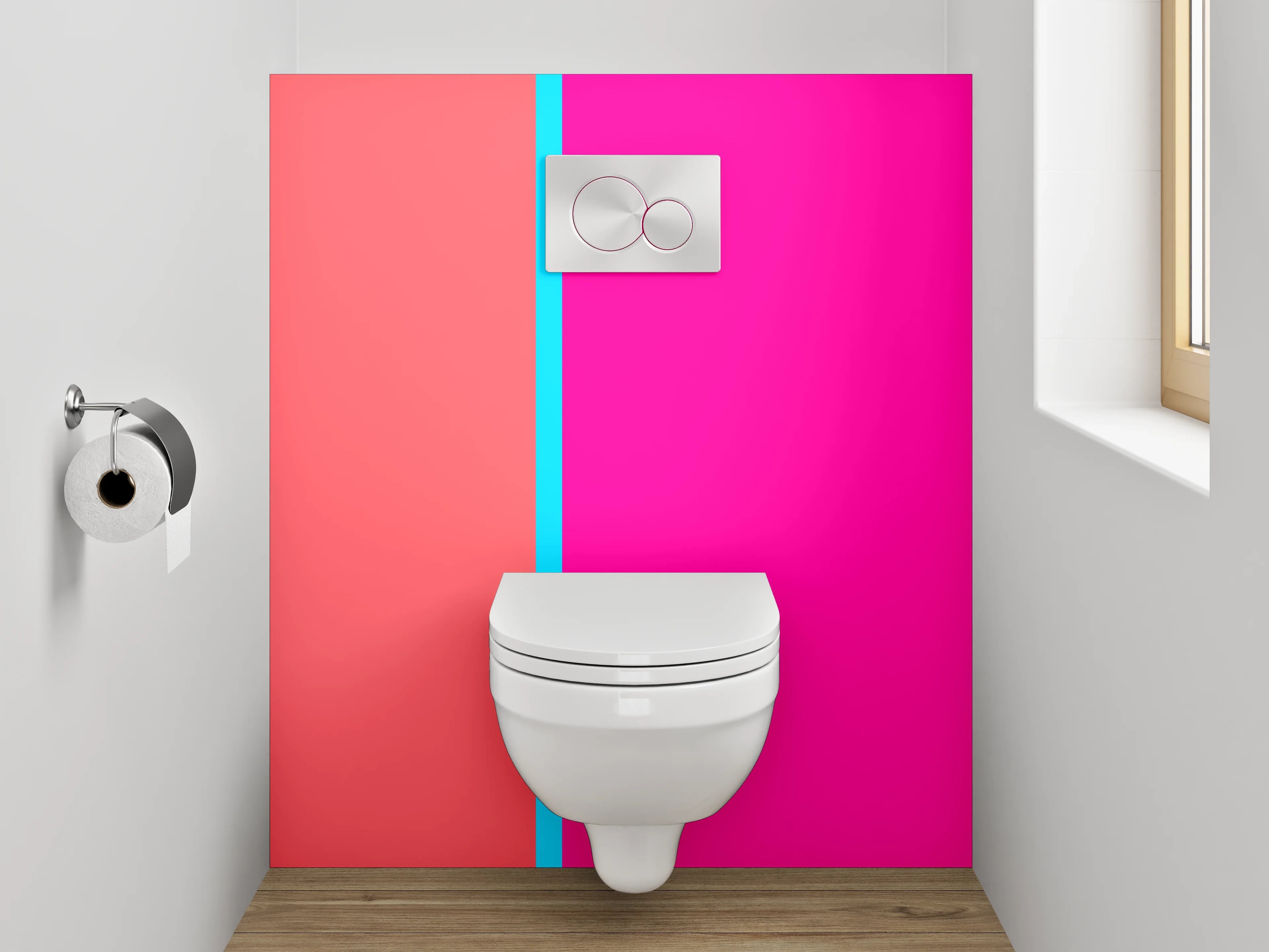 WC-Rückwand - Modernes Zweifarbendesign Mint Pink
