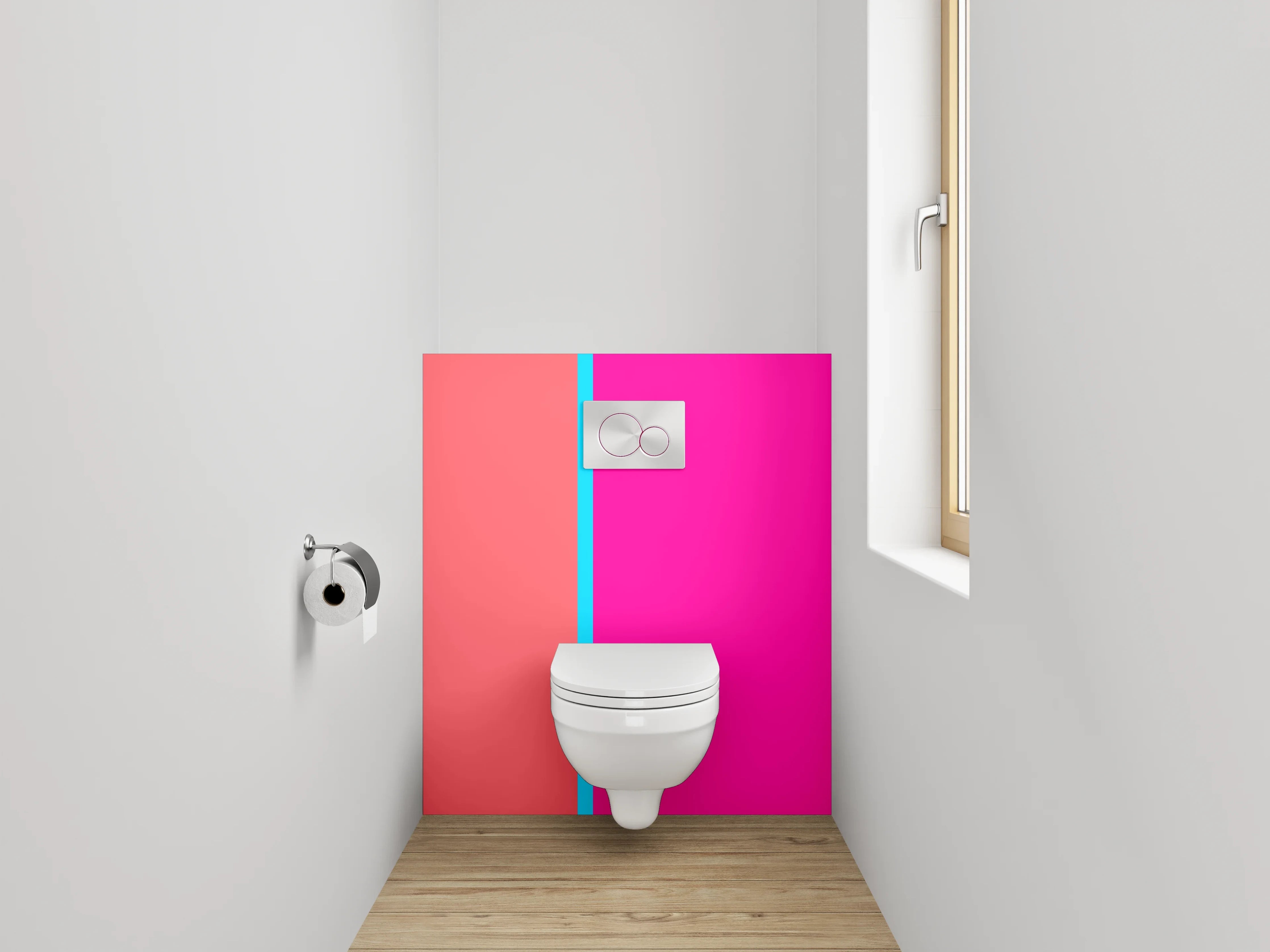 WC-Rückwand - Modernes Zweifarbendesign Mint Pink