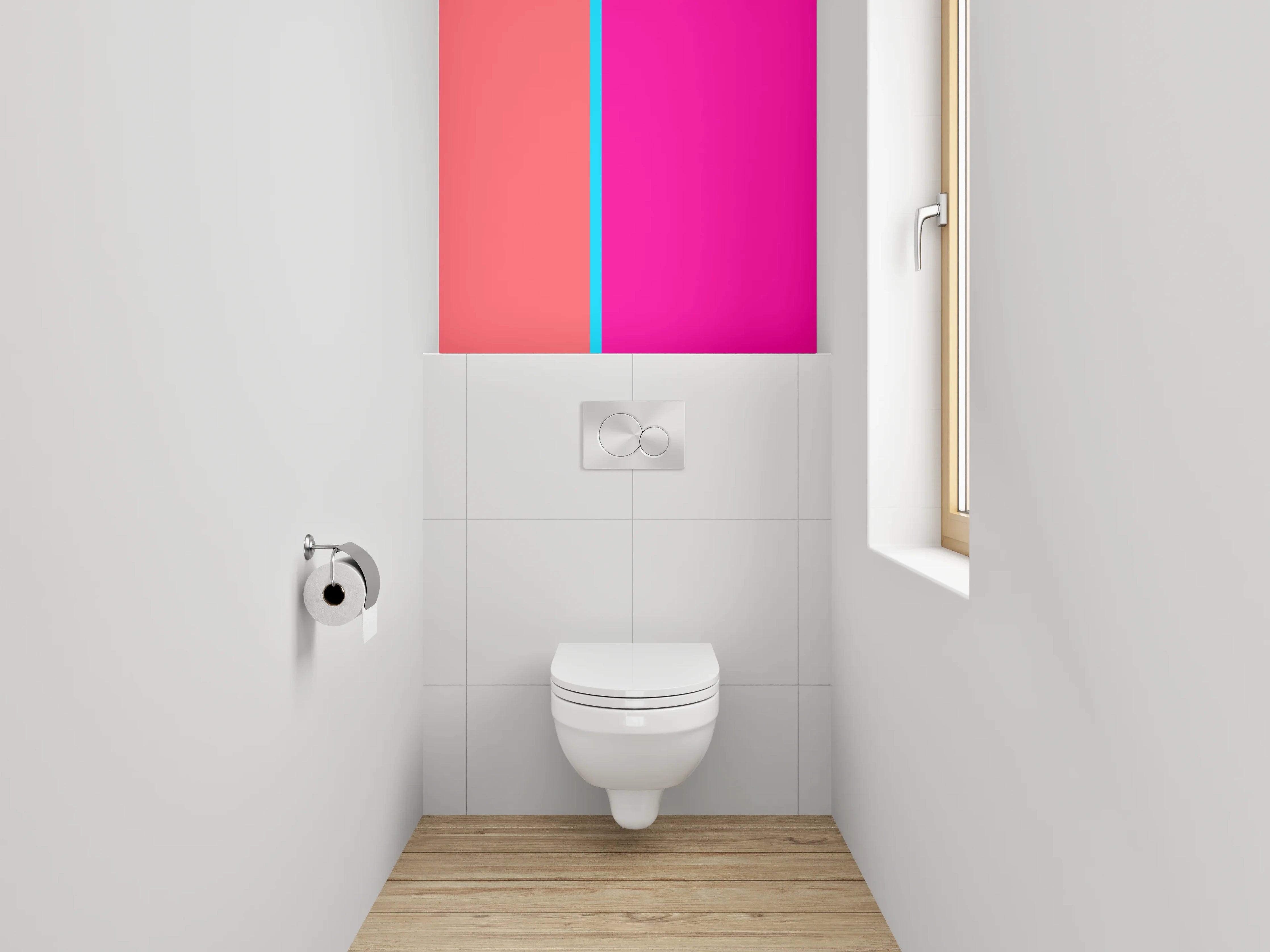 WC-Rückwand - Modernes Zweifarbendesign Mint Pink