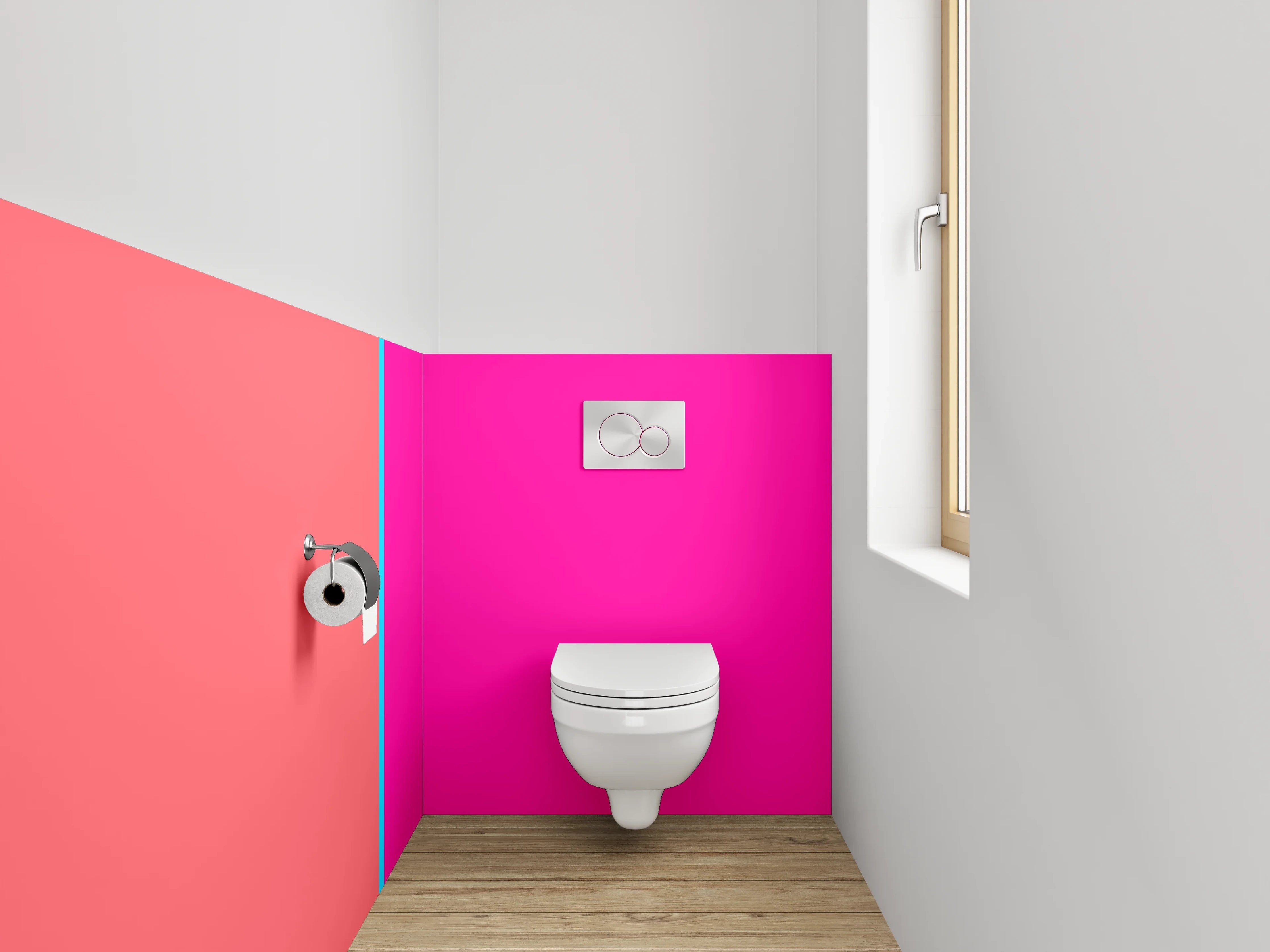 WC-Rückwand - Modernes Zweifarbendesign Mint Pink