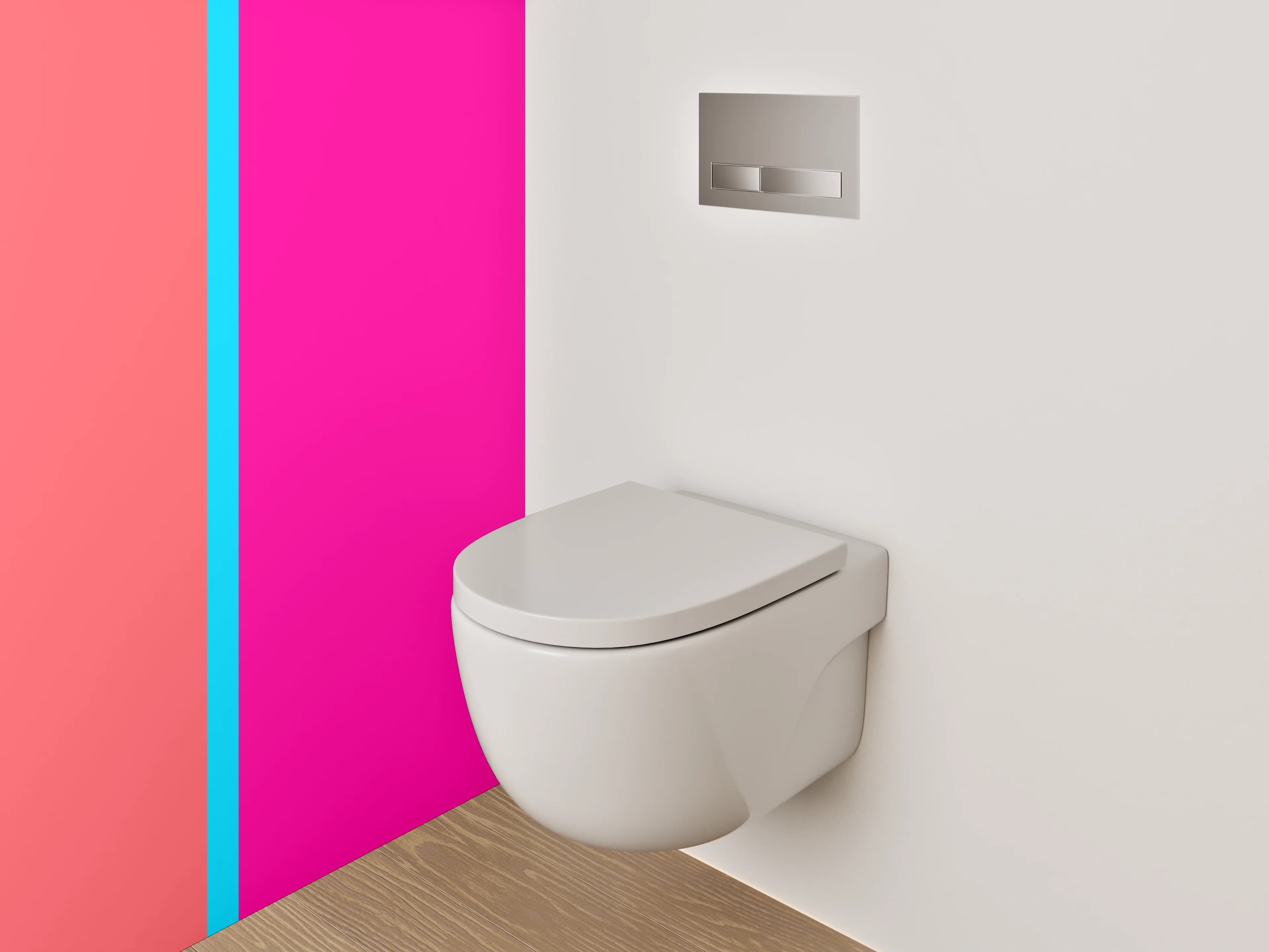 WC-Rückwand - Modernes Zweifarbendesign Mint Pink