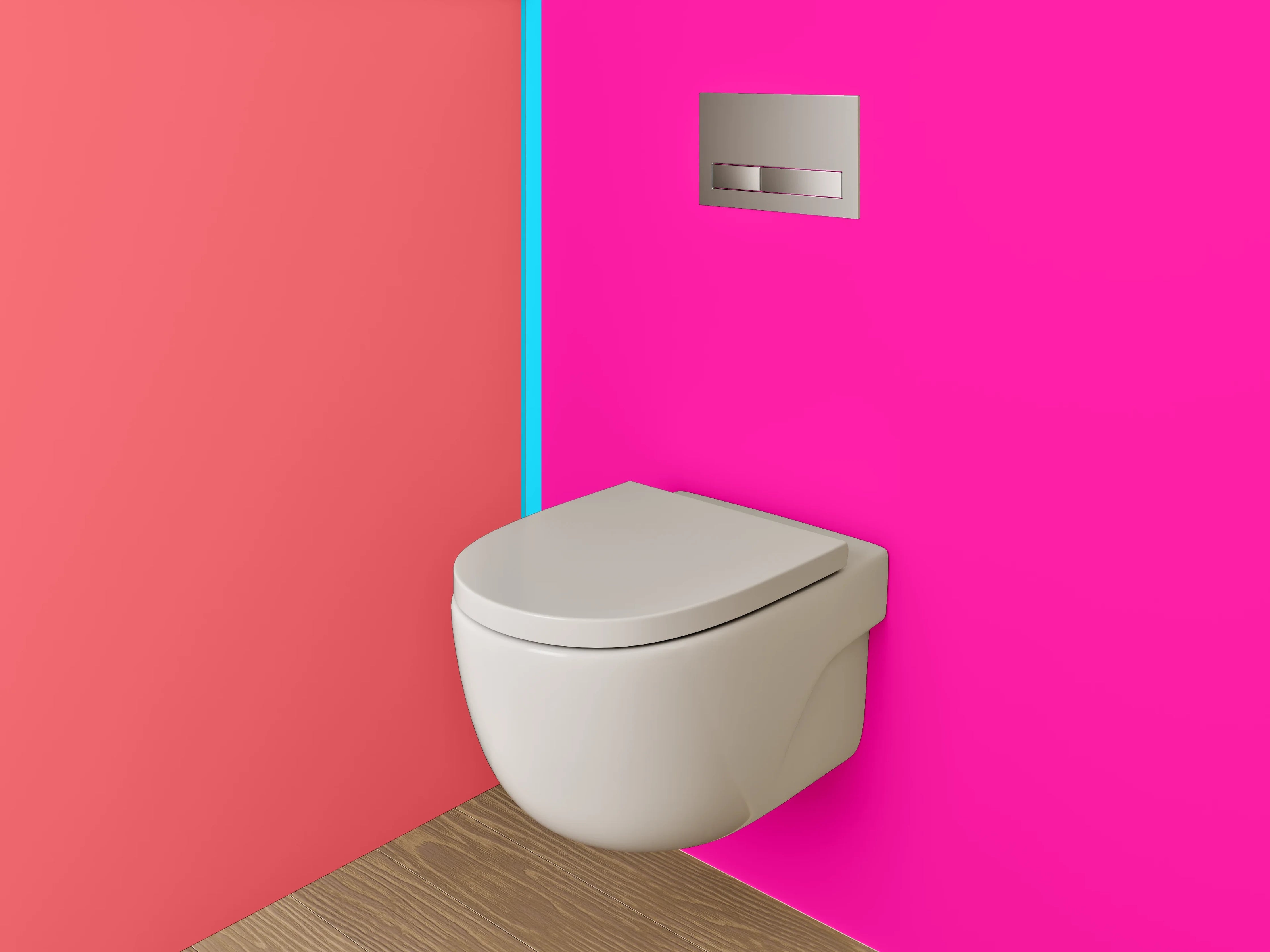 WC-Rückwand - Modernes Zweifarbendesign Mint Pink