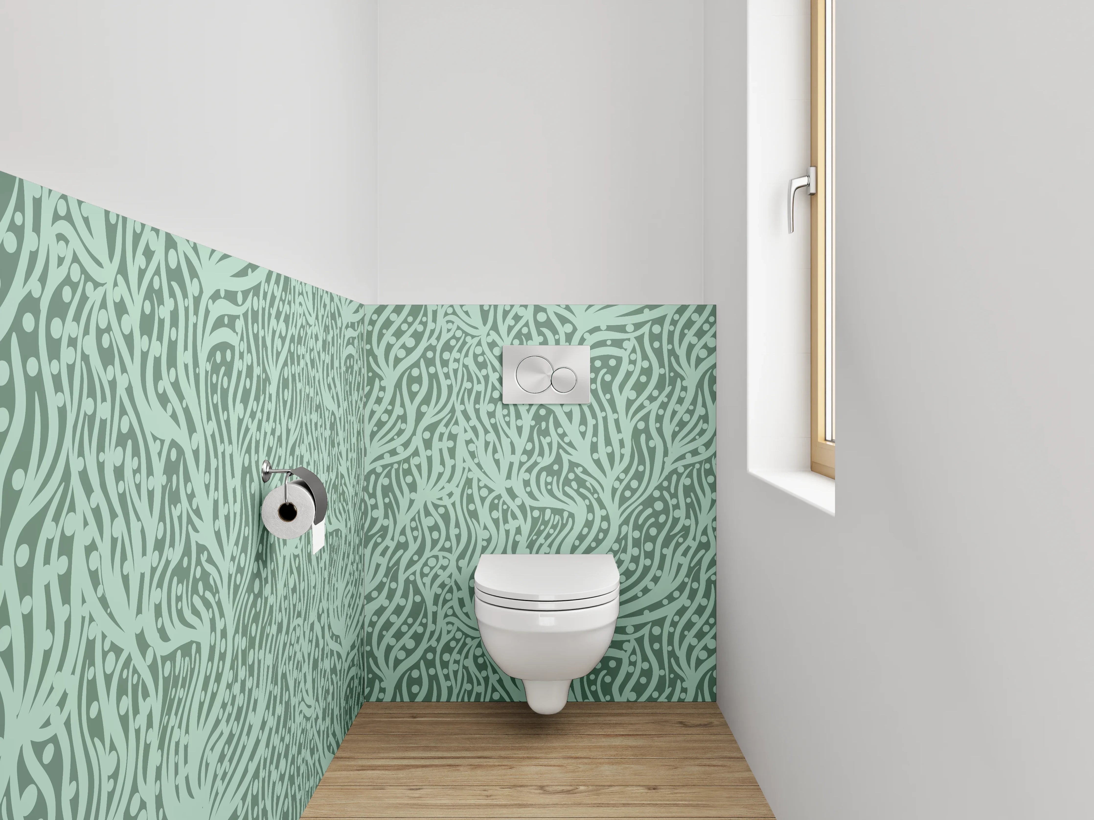 WC-Rückwand - Modernes abstraktes Linienmuster Mintgrün