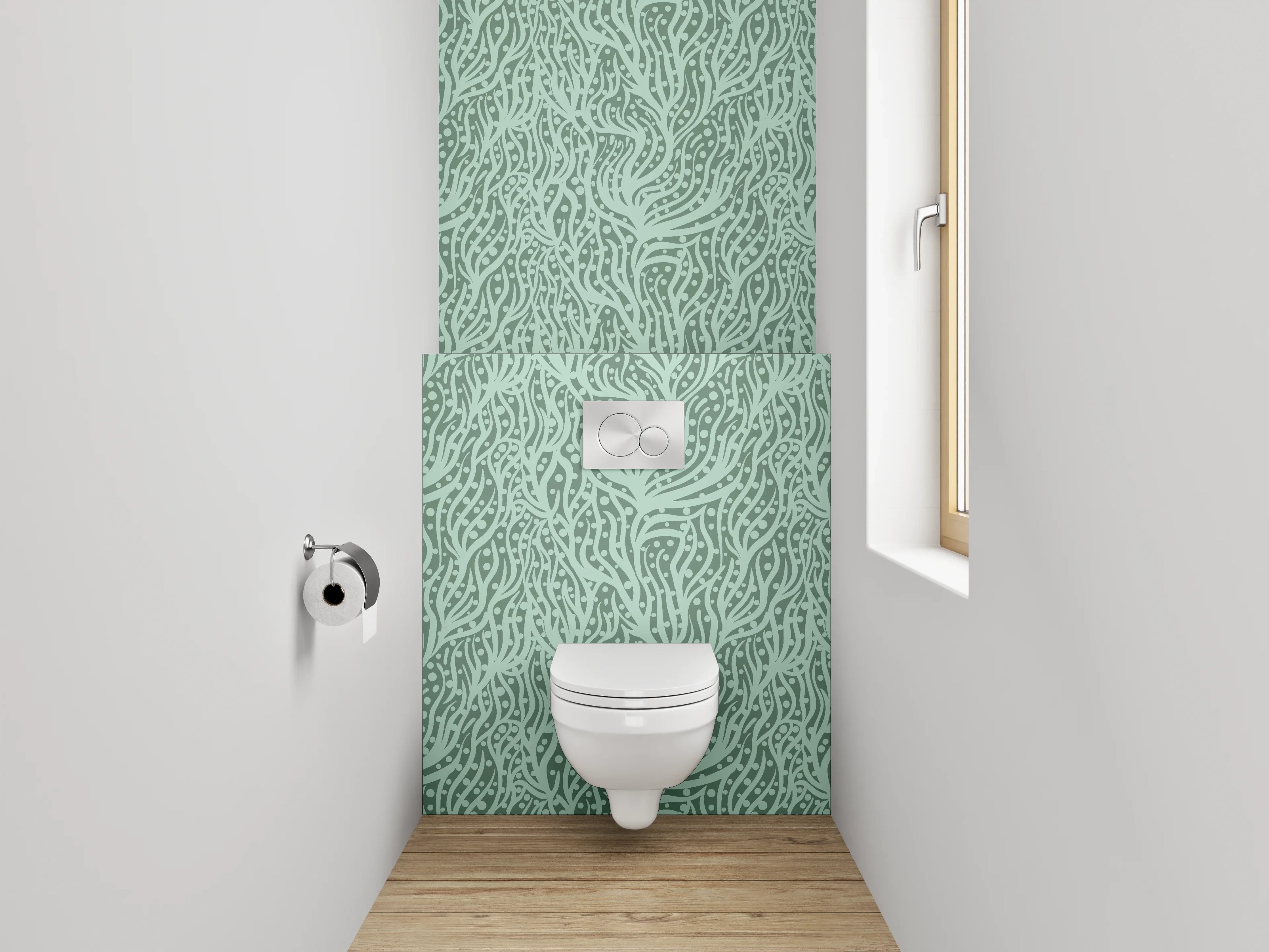 WC-Rückwand - Modernes abstraktes Linienmuster Mintgrün