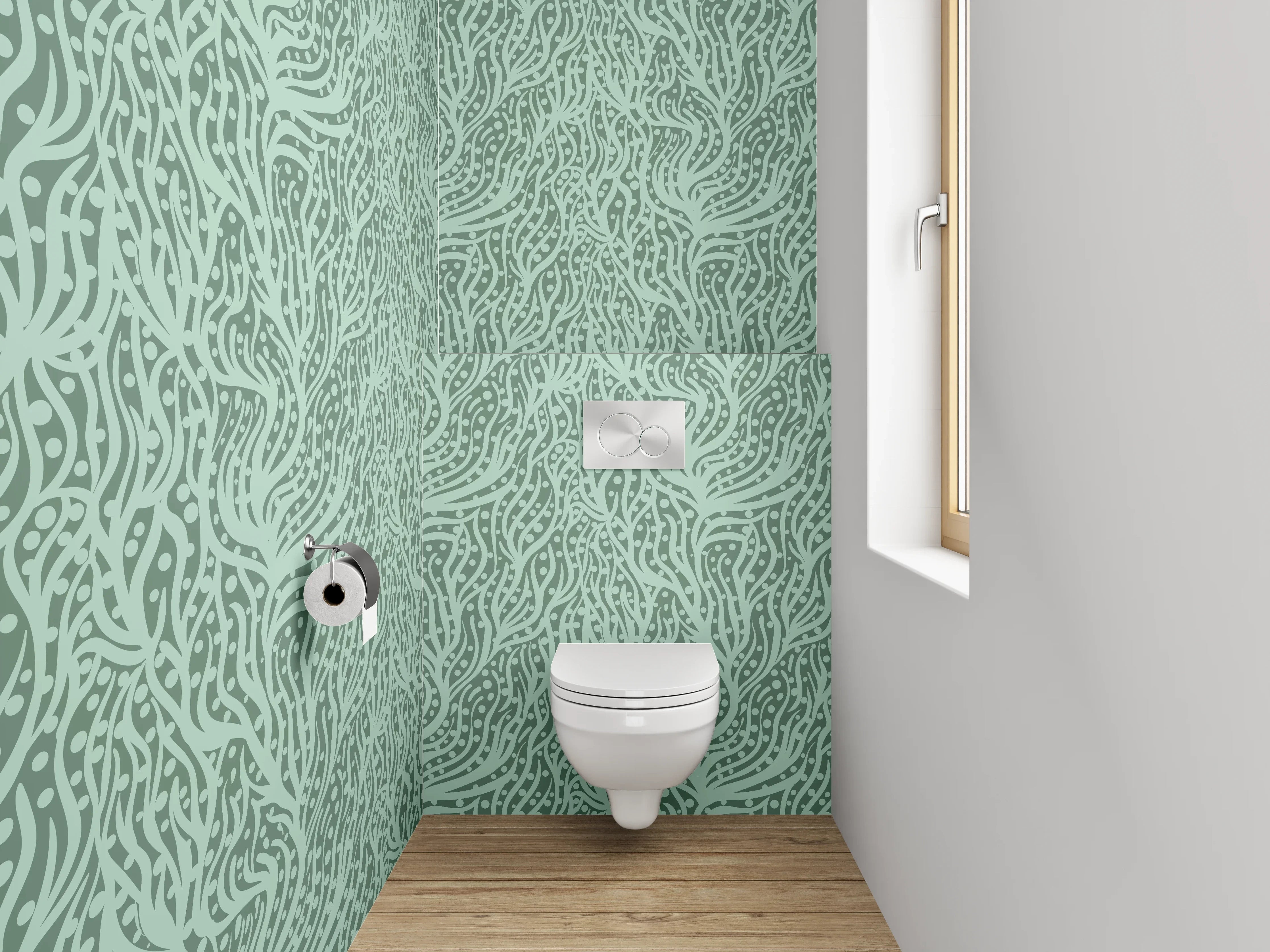 WC-Rückwand - Modernes abstraktes Linienmuster Mintgrün