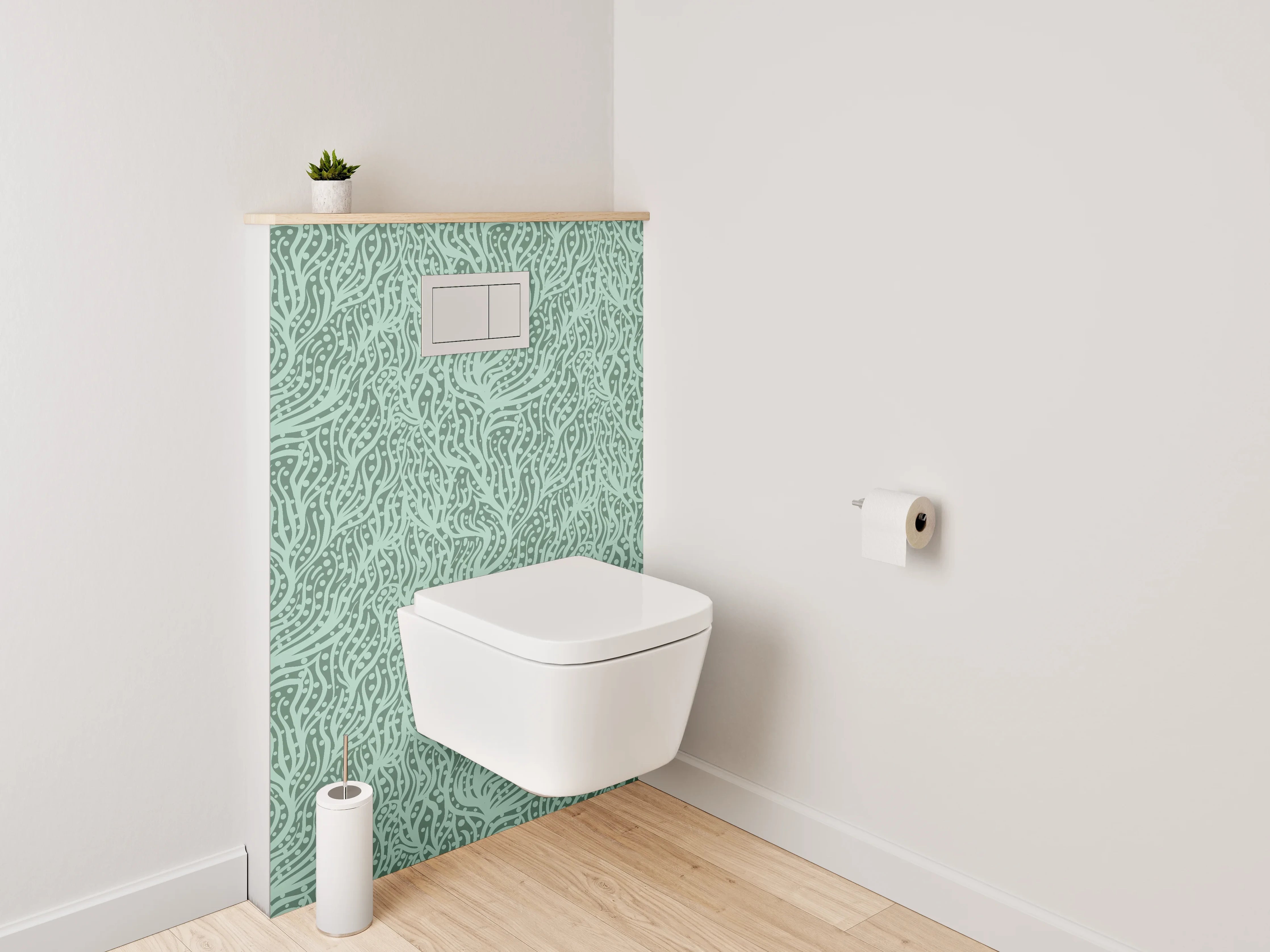 WC-Rückwand - Modernes abstraktes Linienmuster Mintgrün