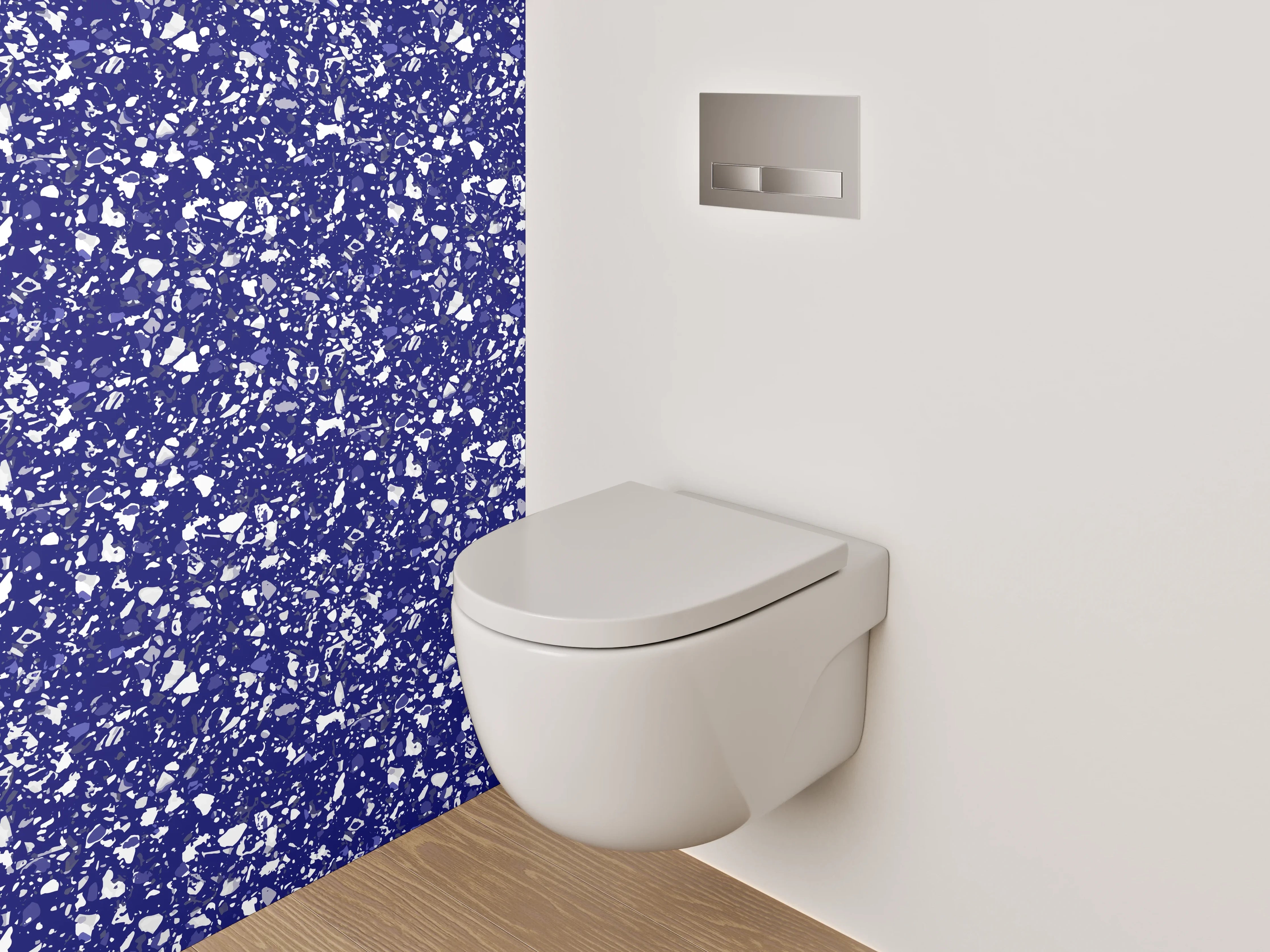 WC-Rückwand - Modernes blau-weißes Mosaikmuster