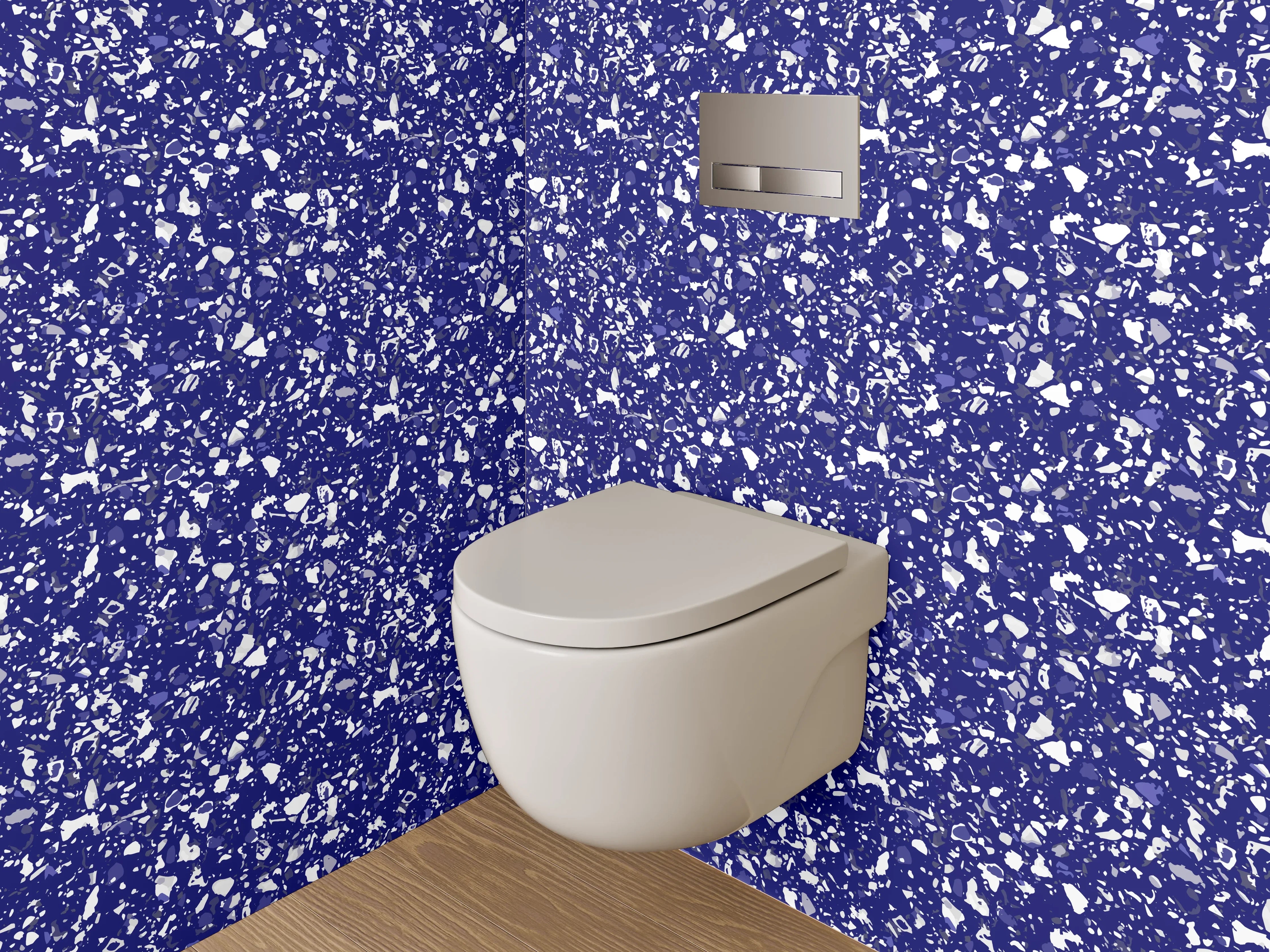 WC-Rückwand - Modernes blau-weißes Mosaikmuster