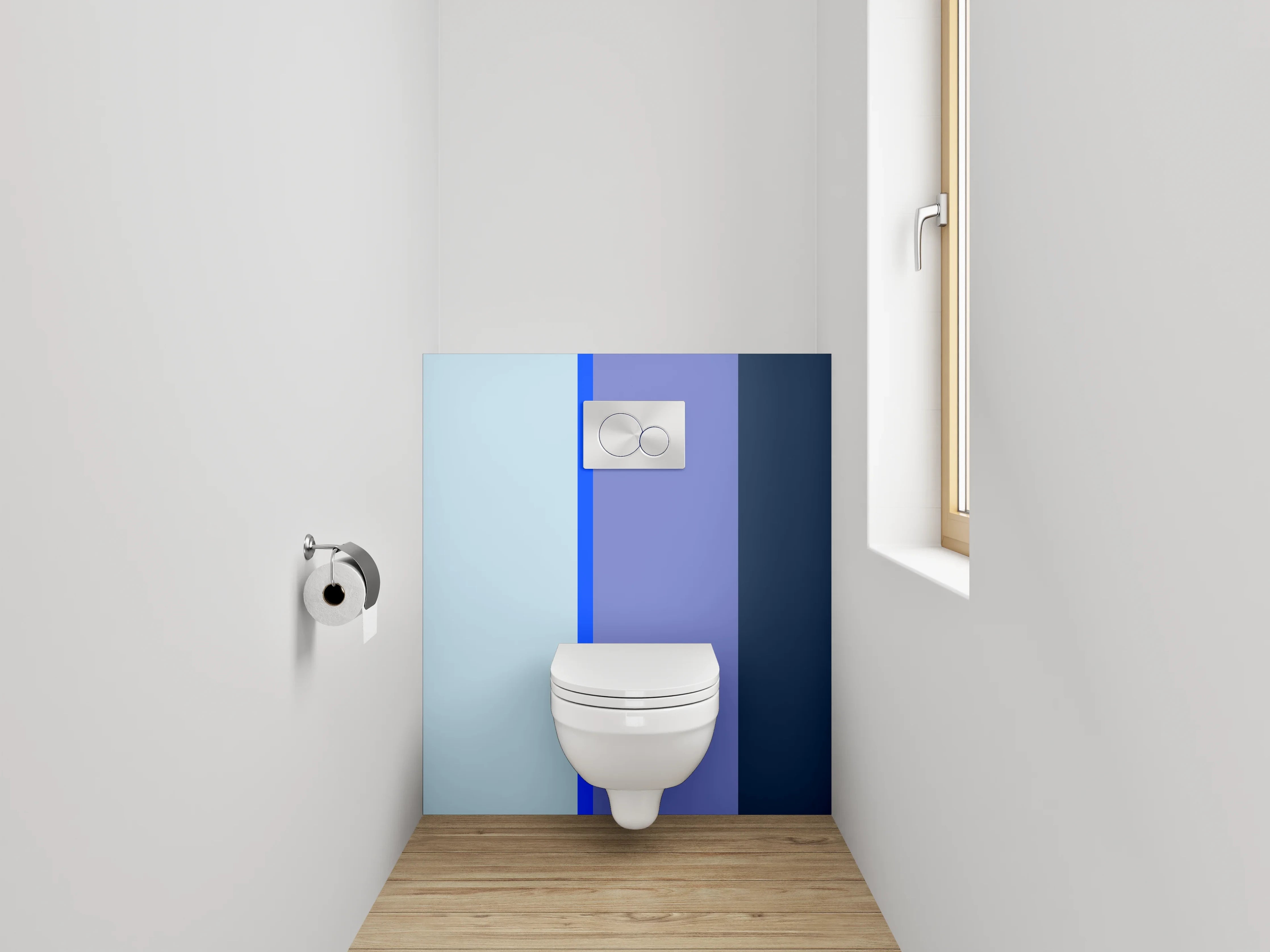 WC-Rückwand - Modernes blaues Farbblock-Design