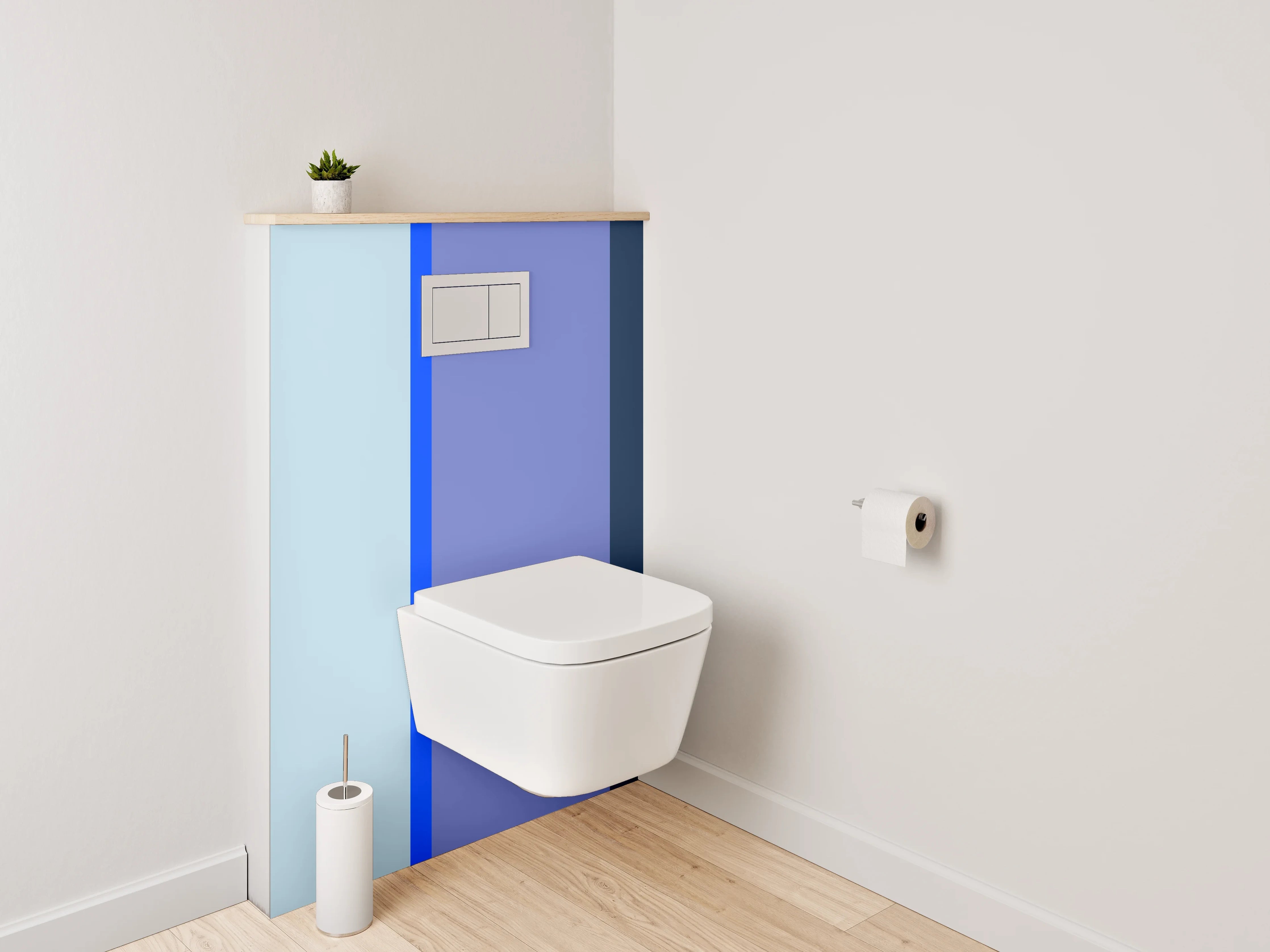 WC-Rückwand - Modernes blaues Farbblock-Design