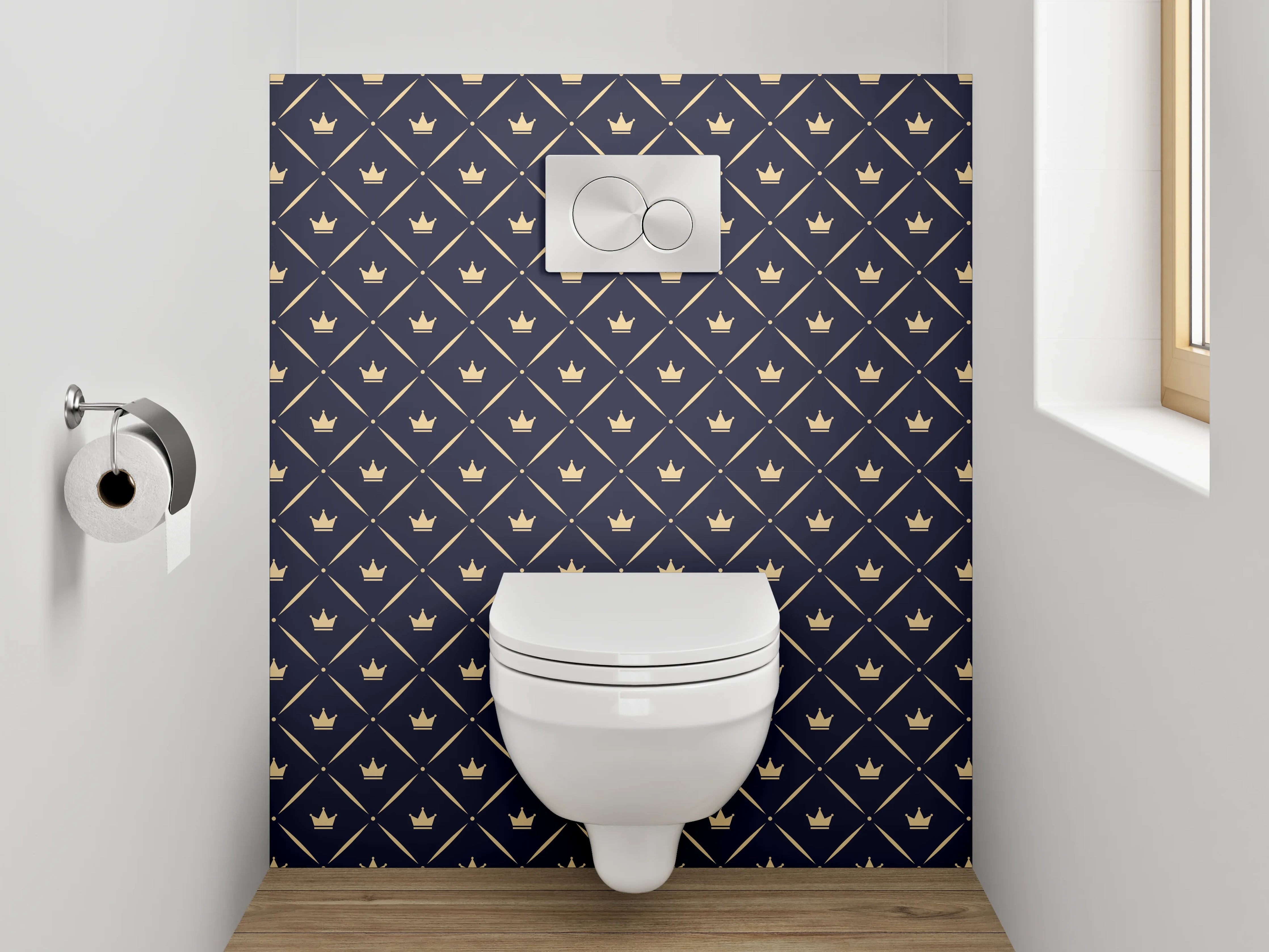 WC-Rückwand - Modernes dunkelblaues Rautenmuster