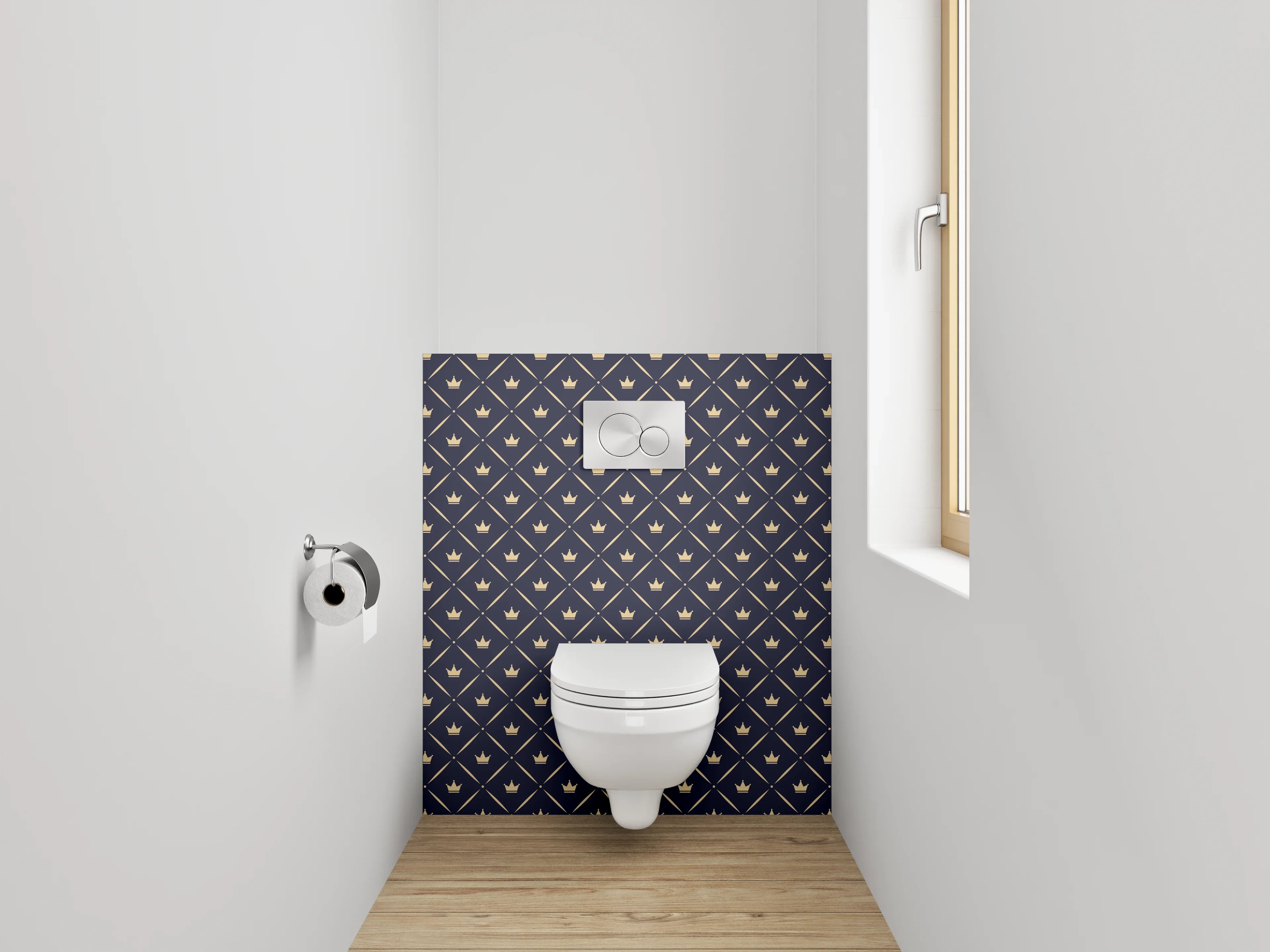WC-Rückwand - Modernes dunkelblaues Rautenmuster