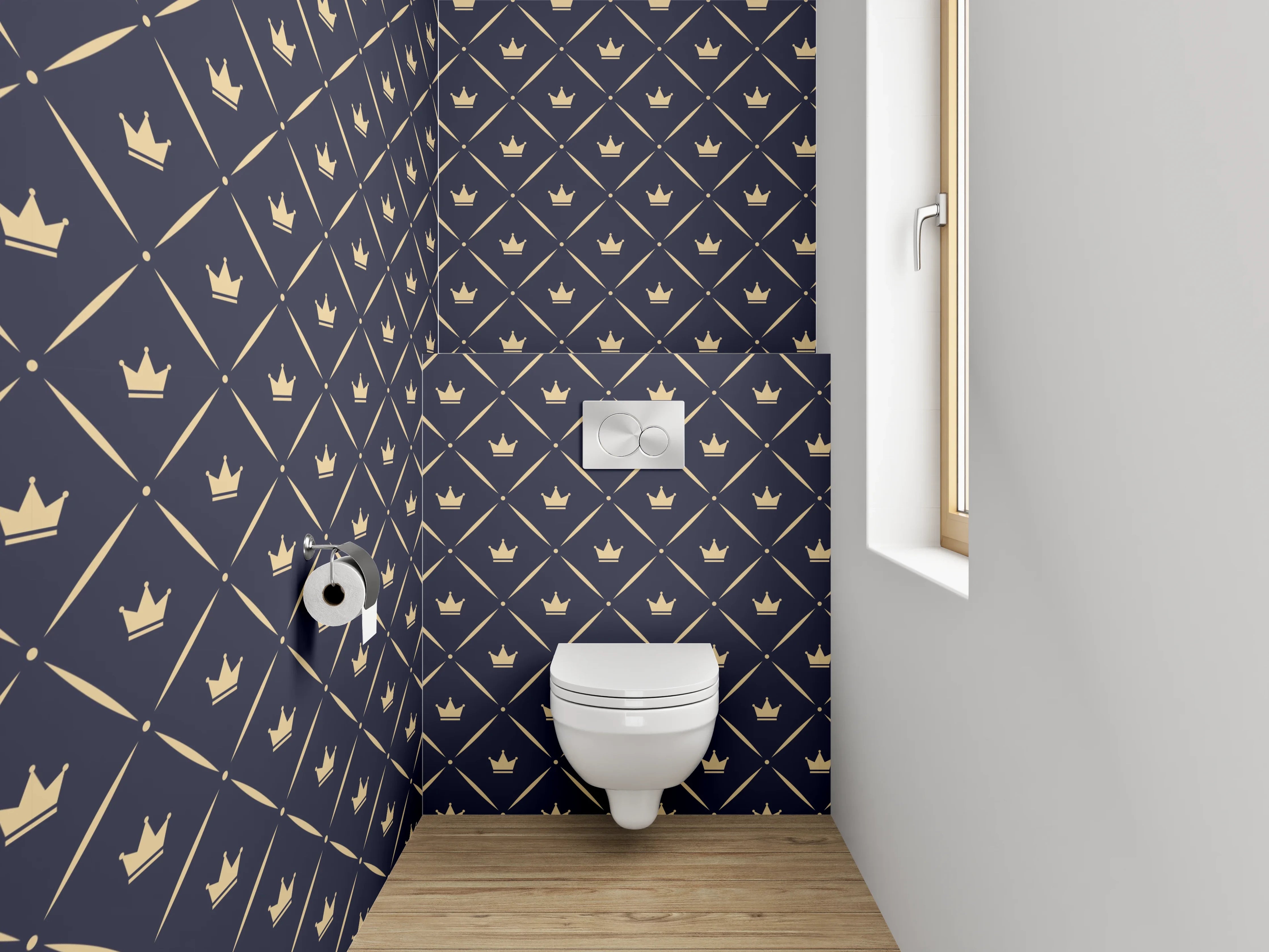 WC-Rückwand - Modernes dunkelblaues Rautenmuster