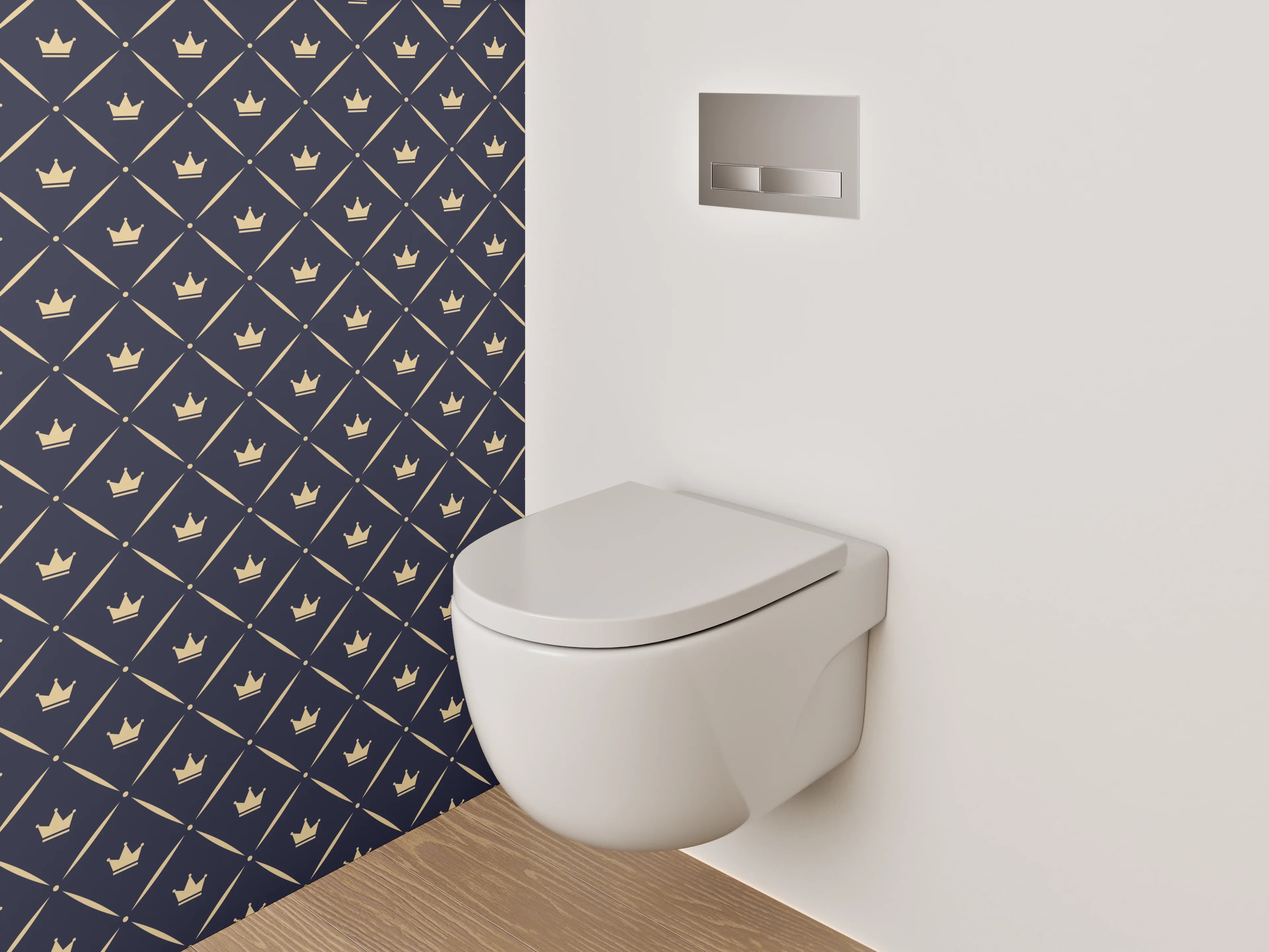 WC-Rückwand - Modernes dunkelblaues Rautenmuster