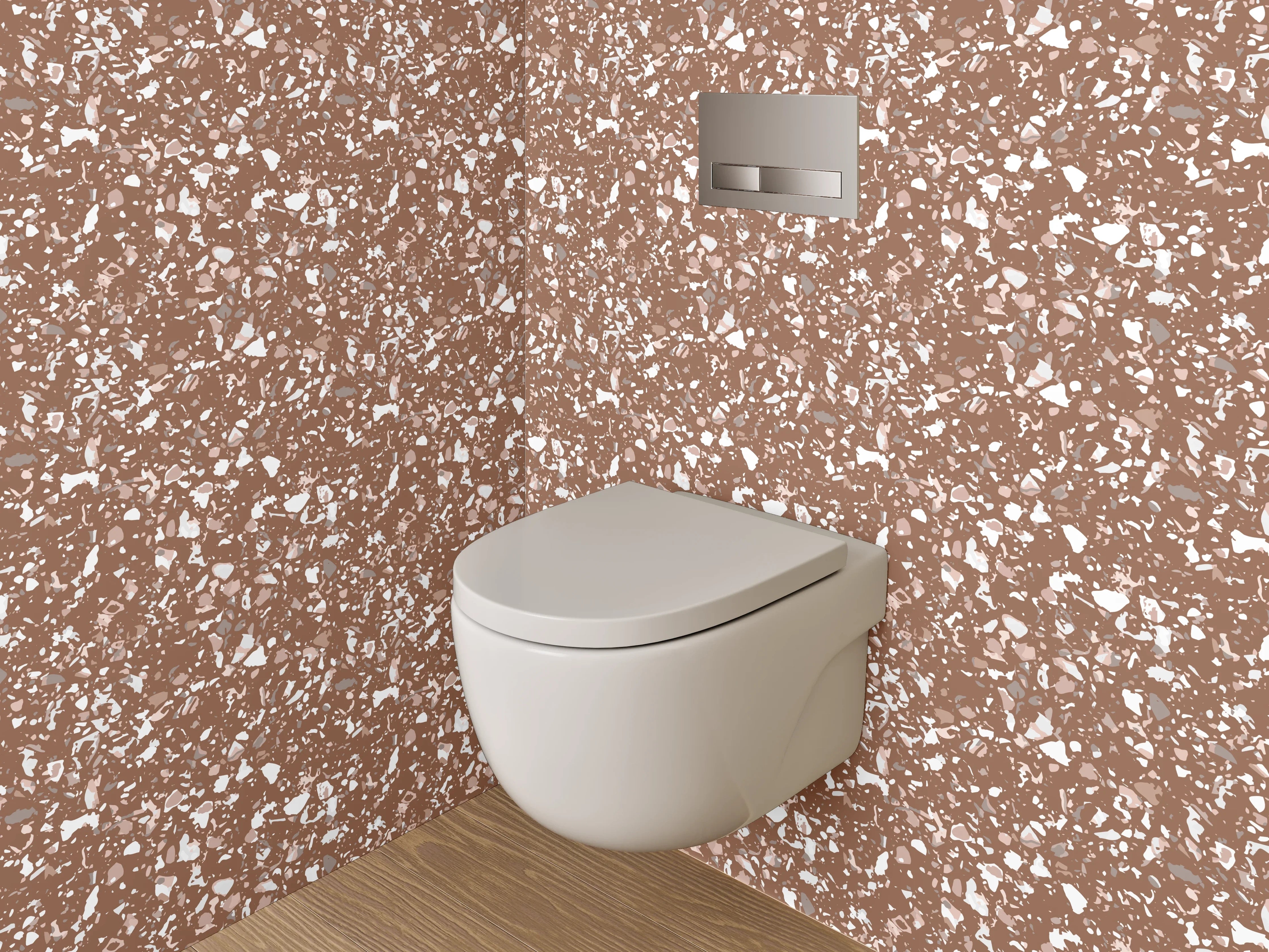 WC-Rückwand - Modernes florales Muster Braun Weiß