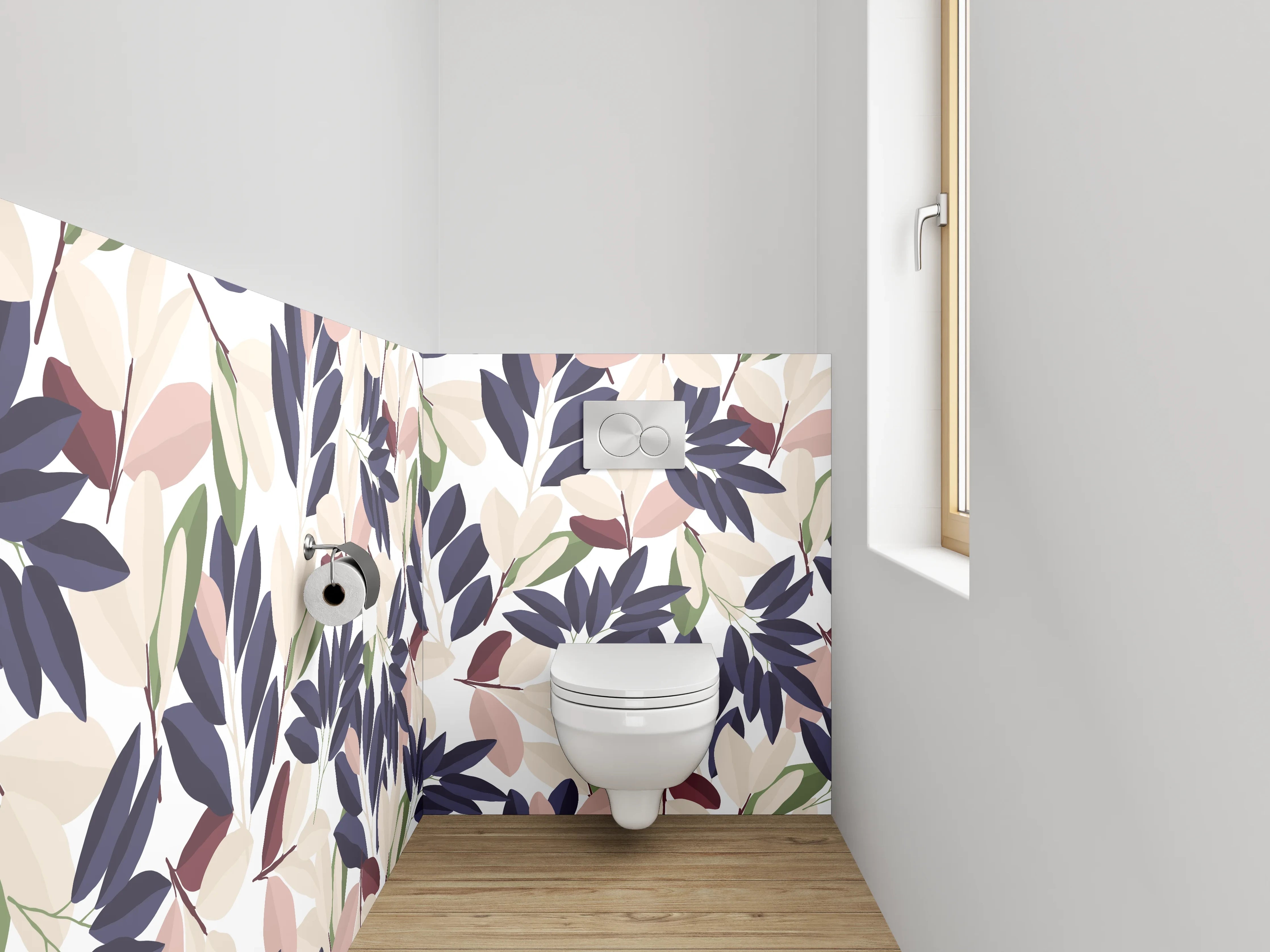 WC-Rückwand - Modernes florales Muster Pastell