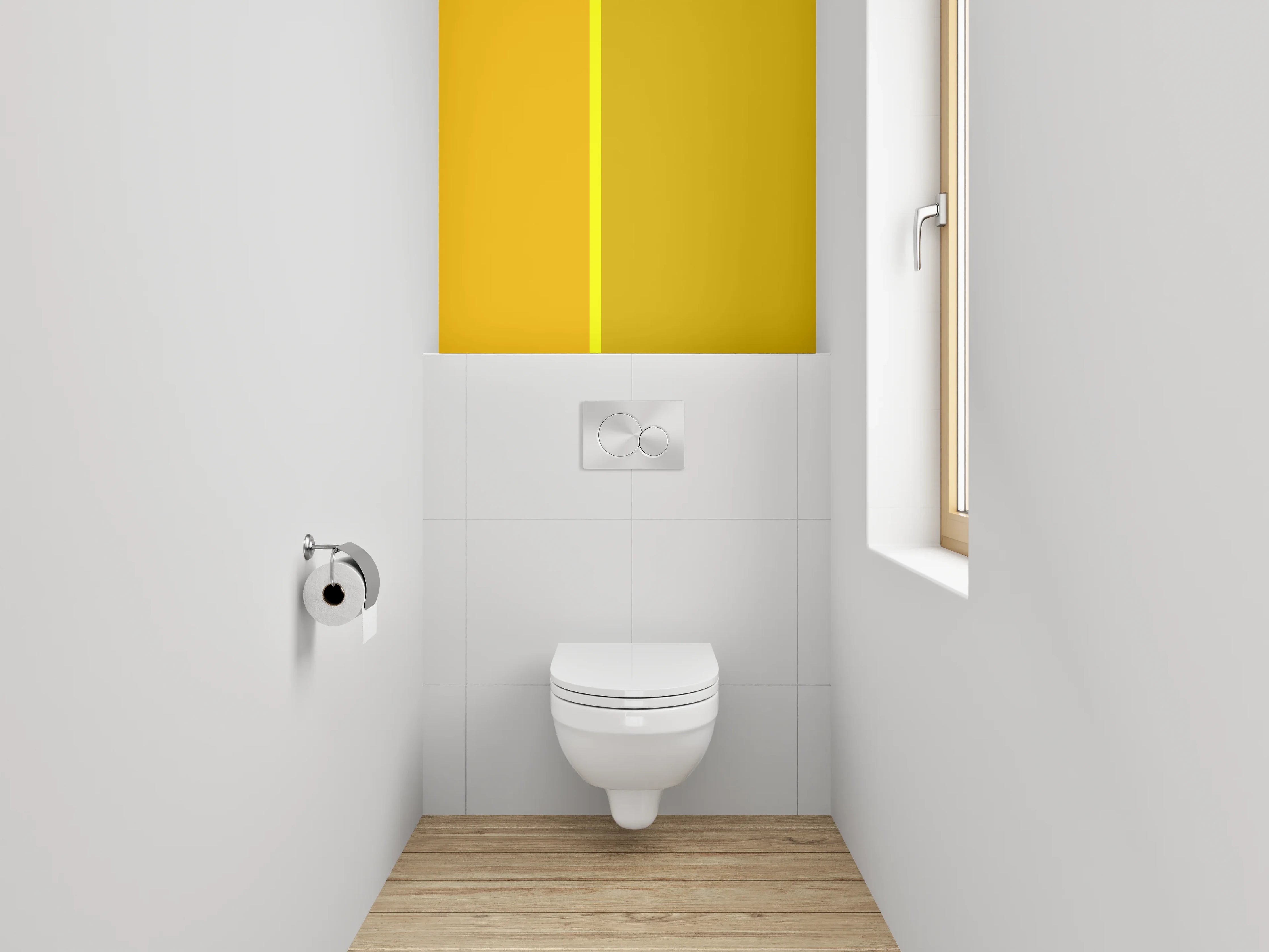 WC-Rückwand - Modernes gelbes Farbblock-Design