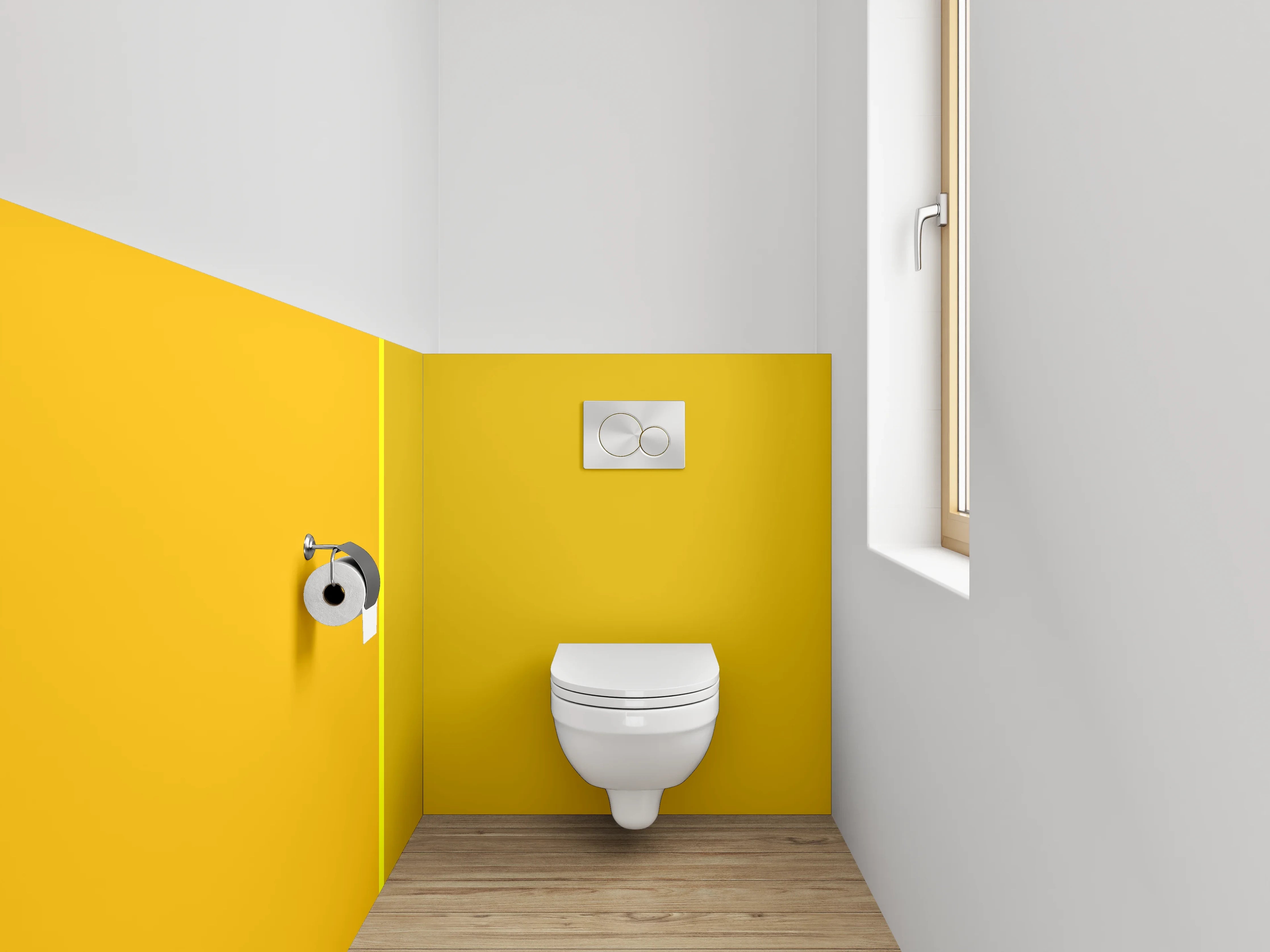 WC-Rückwand - Modernes gelbes Farbblock-Design