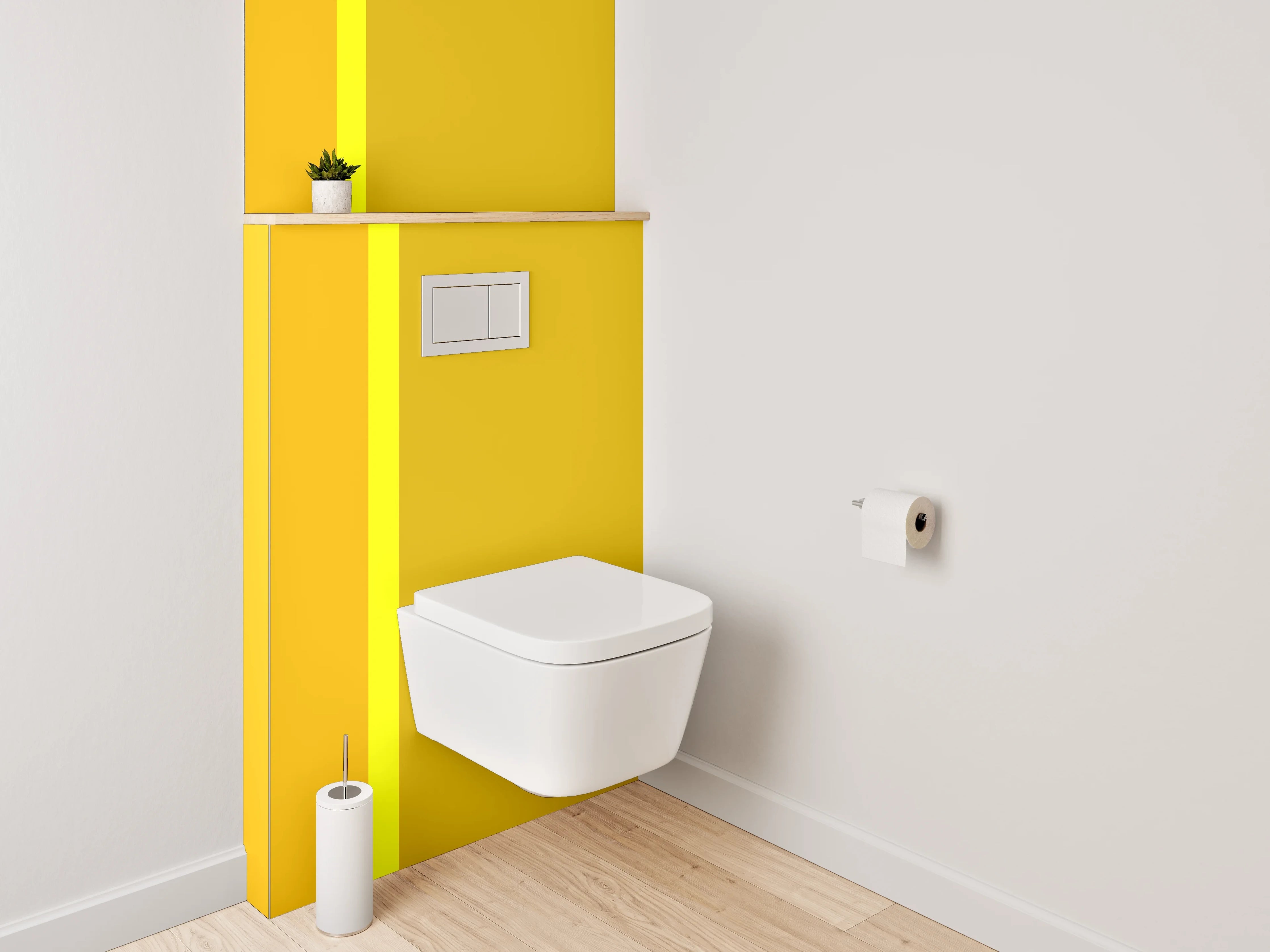 WC-Rückwand - Modernes gelbes Farbblock-Design