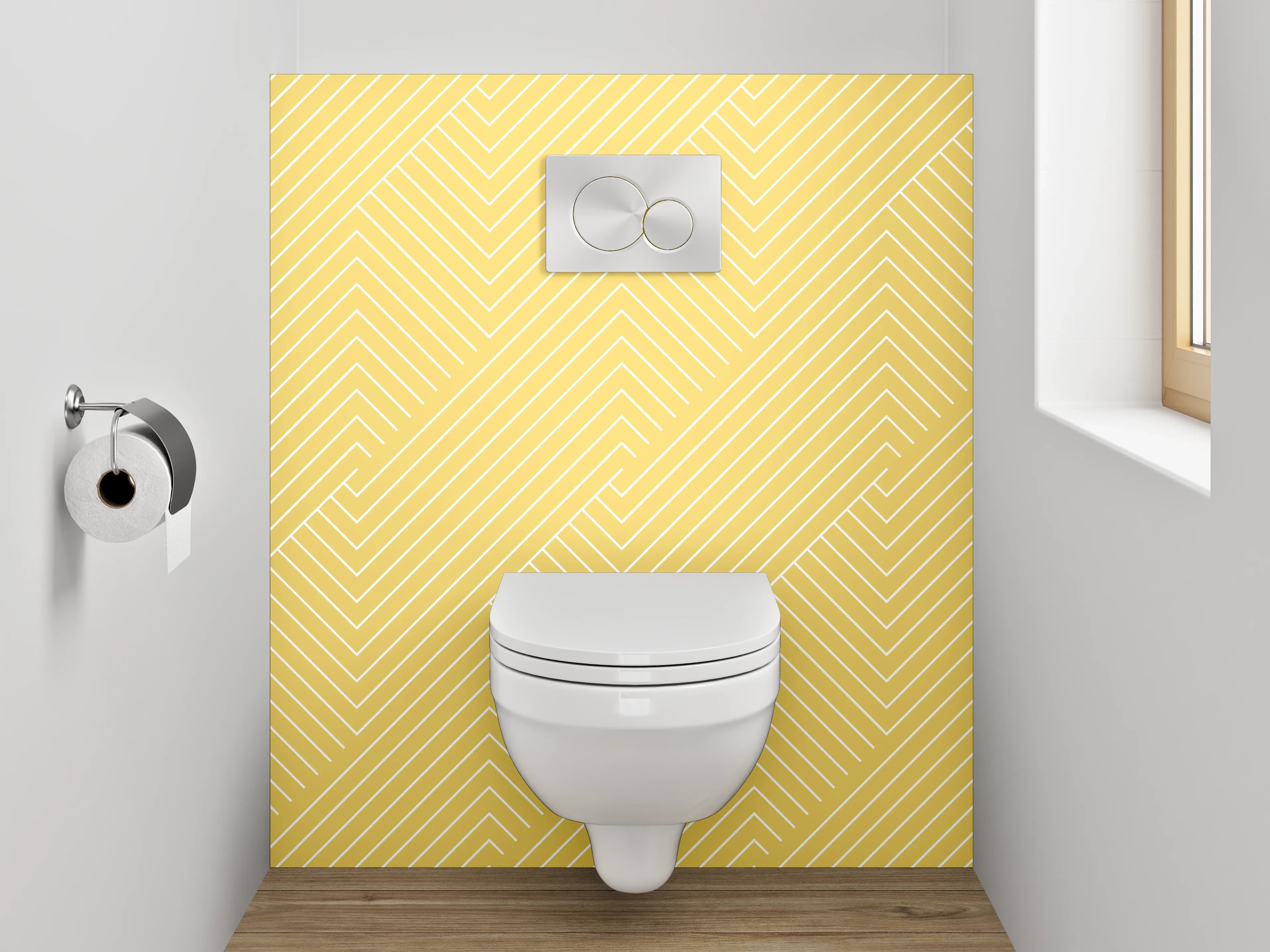 WC-Rückwand - Modernes gelbes Linienmuster