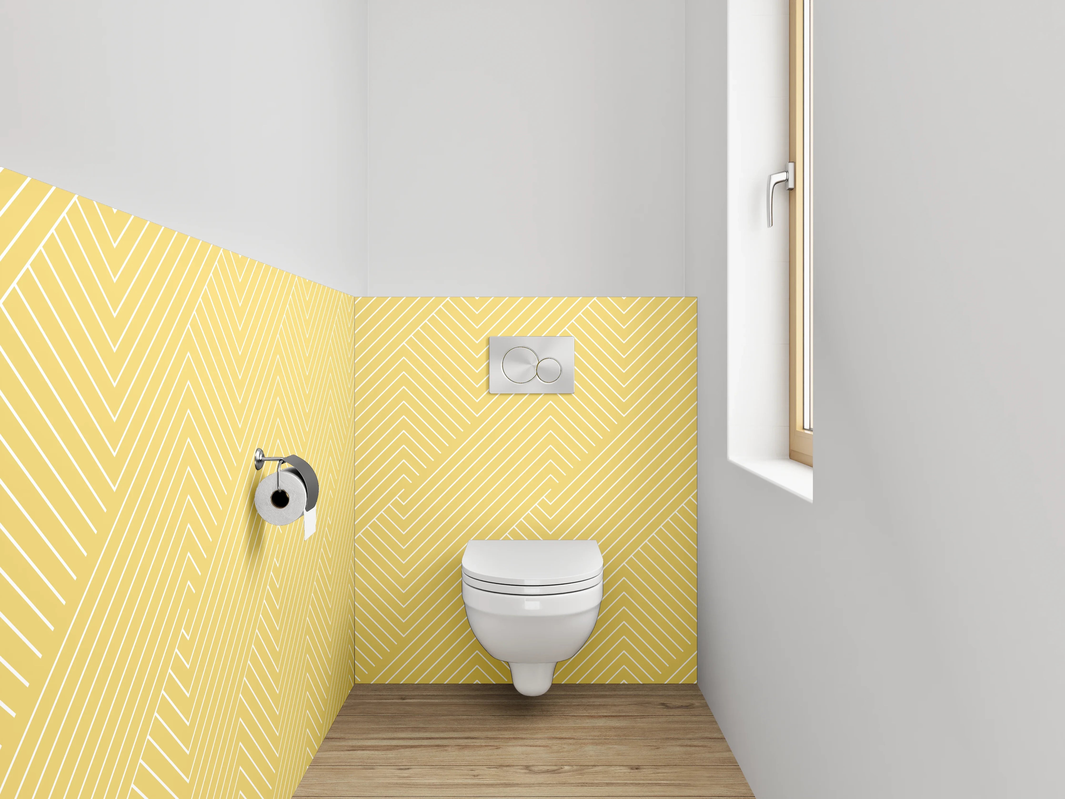 WC-Rückwand - Modernes gelbes Linienmuster