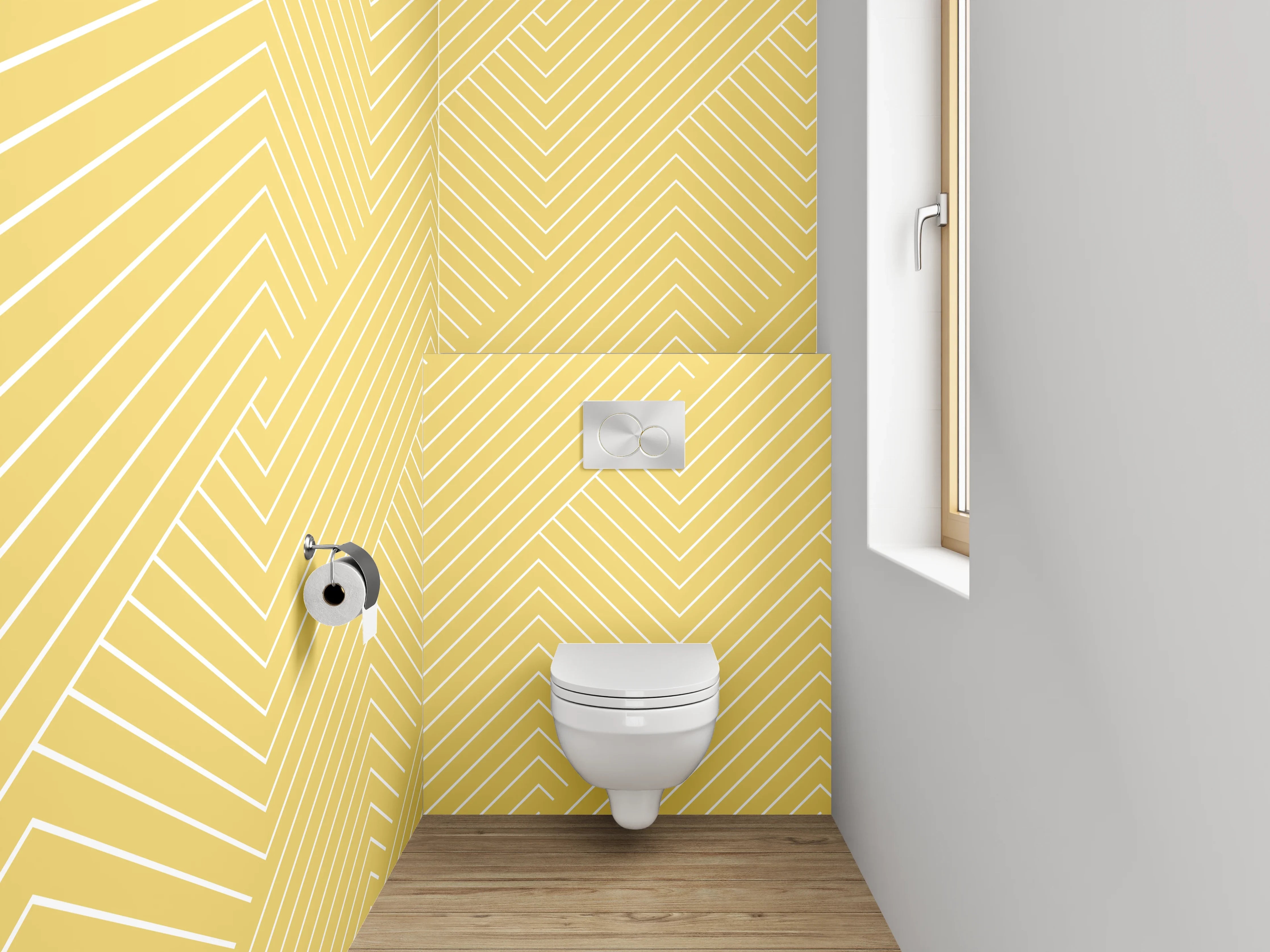 WC-Rückwand - Modernes gelbes Linienmuster