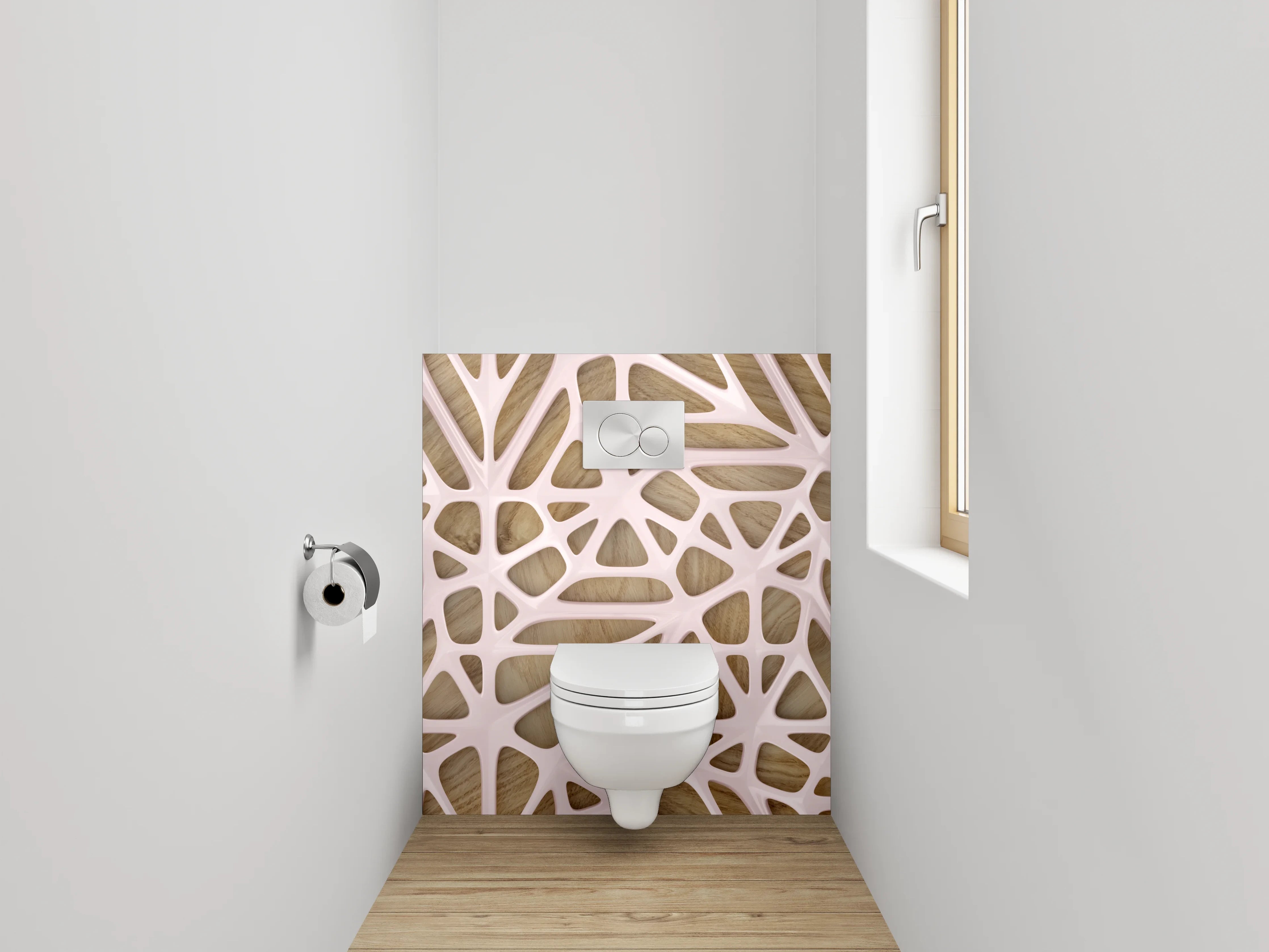WC-Rückwand - Modernes geometrisches Holzmuster