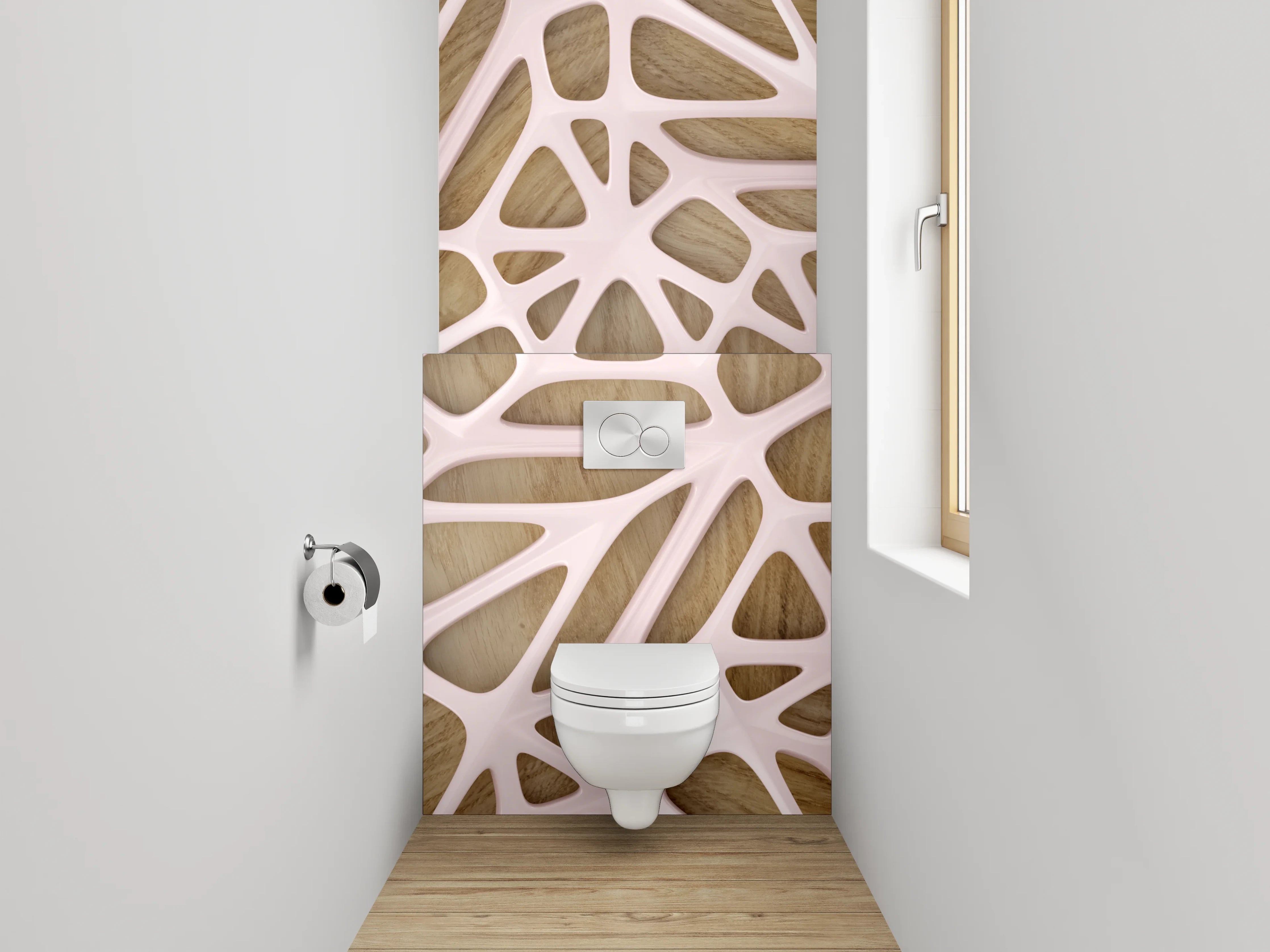 WC-Rückwand - Modernes geometrisches Holzmuster