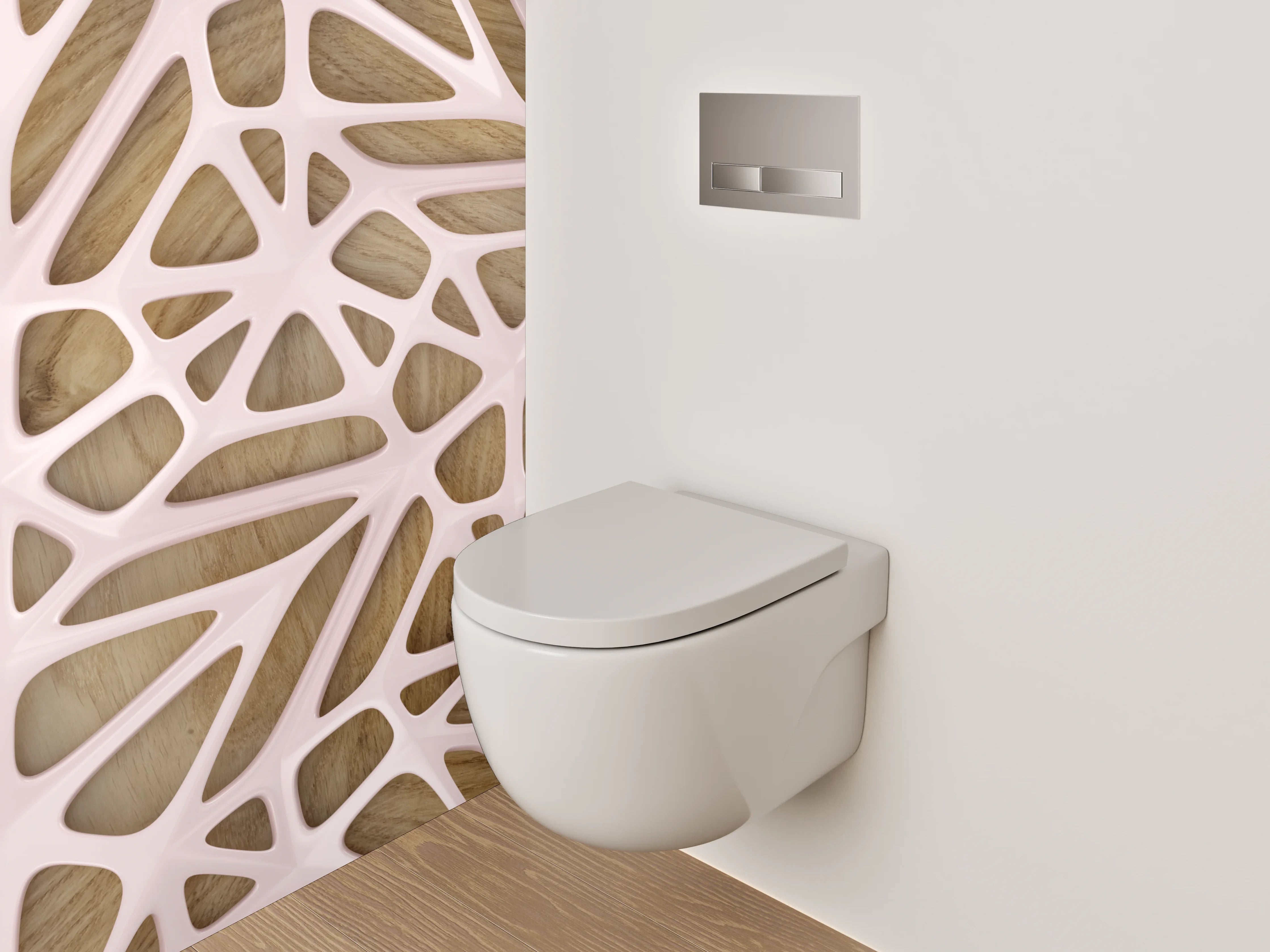 WC-Rückwand - Modernes geometrisches Holzmuster