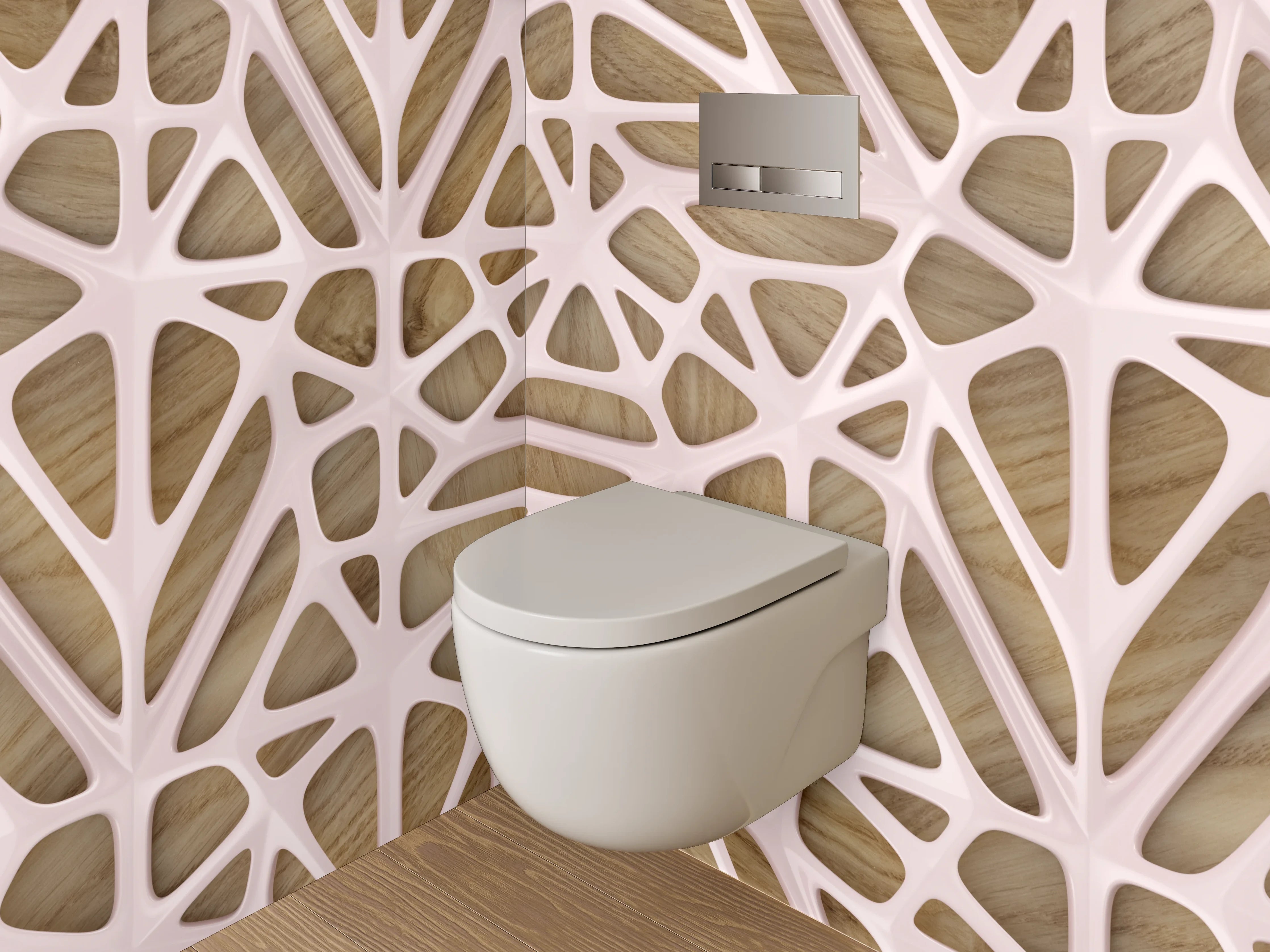 WC-Rückwand - Modernes geometrisches Holzmuster